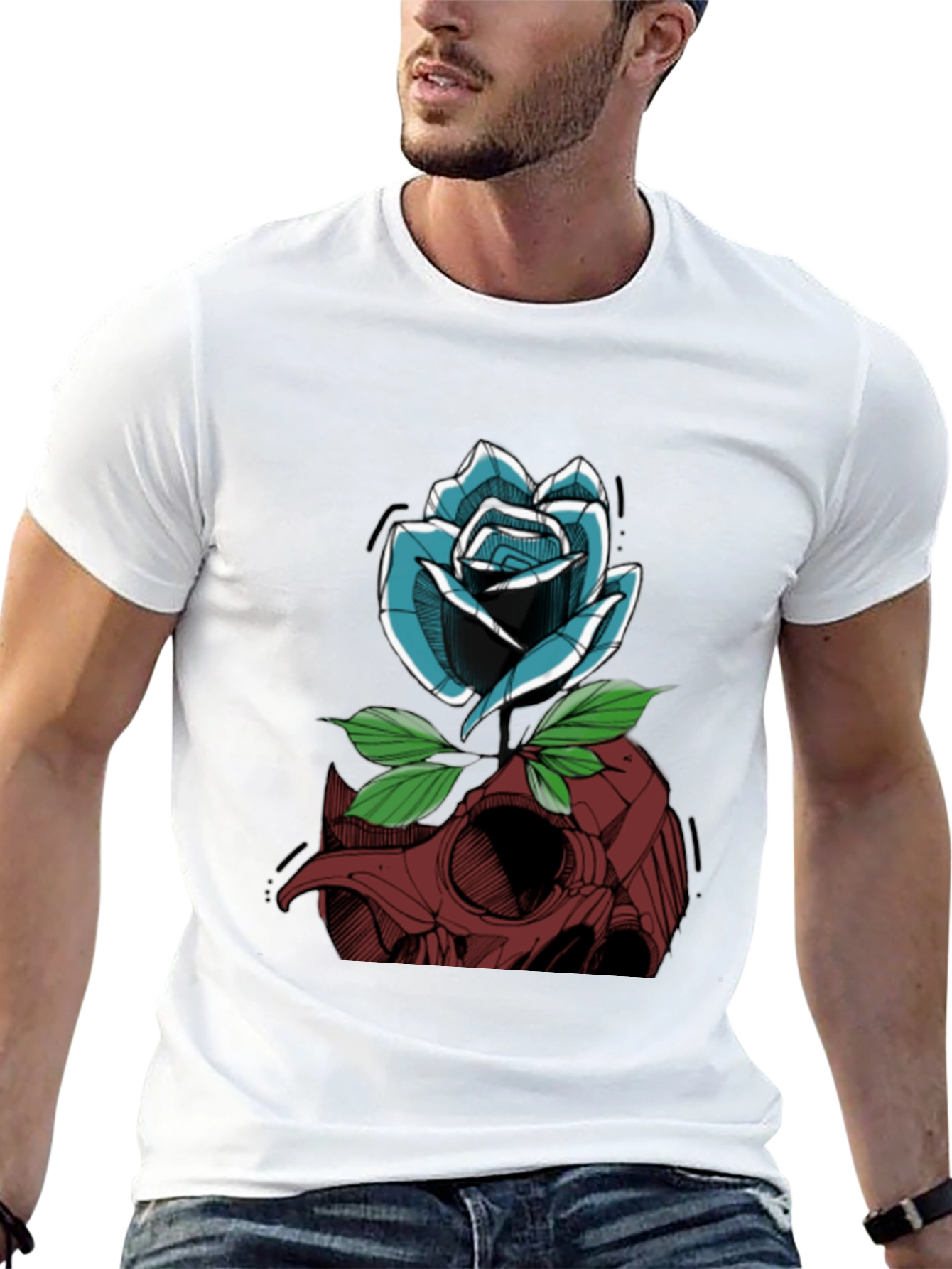 Skull & Rose Graphic Tee - Casual Streetwear