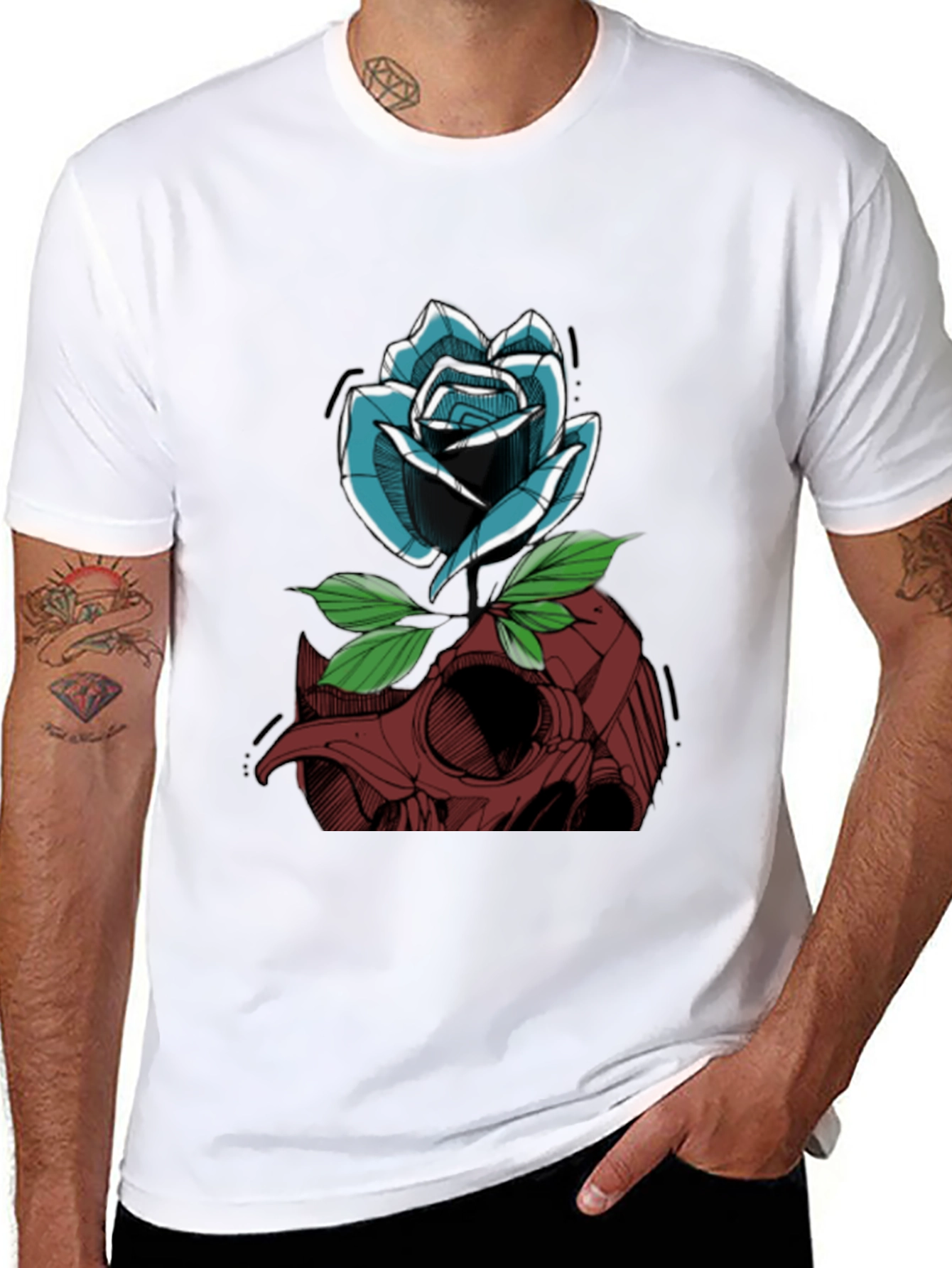 Skull & Rose Graphic Tee - Casual Streetwear