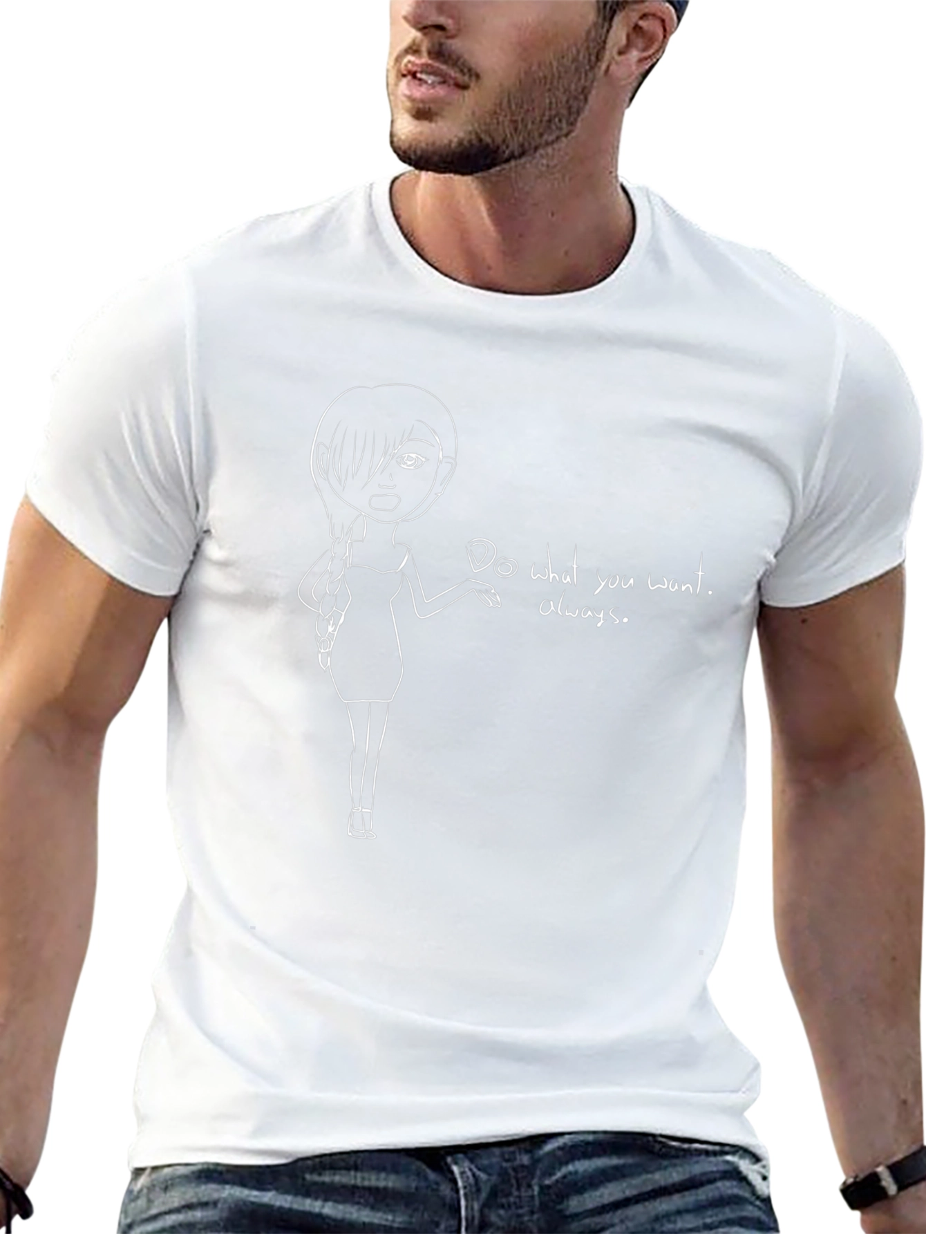 Black T-Shirt with Anime Girl Graphic Tee