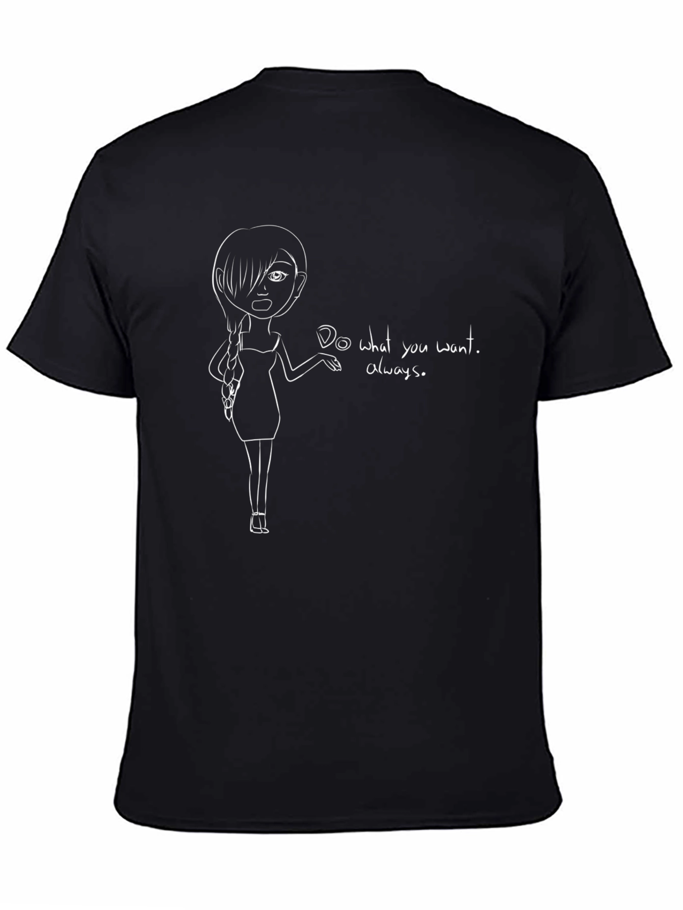 Black T-Shirt with Anime Girl Graphic Tee