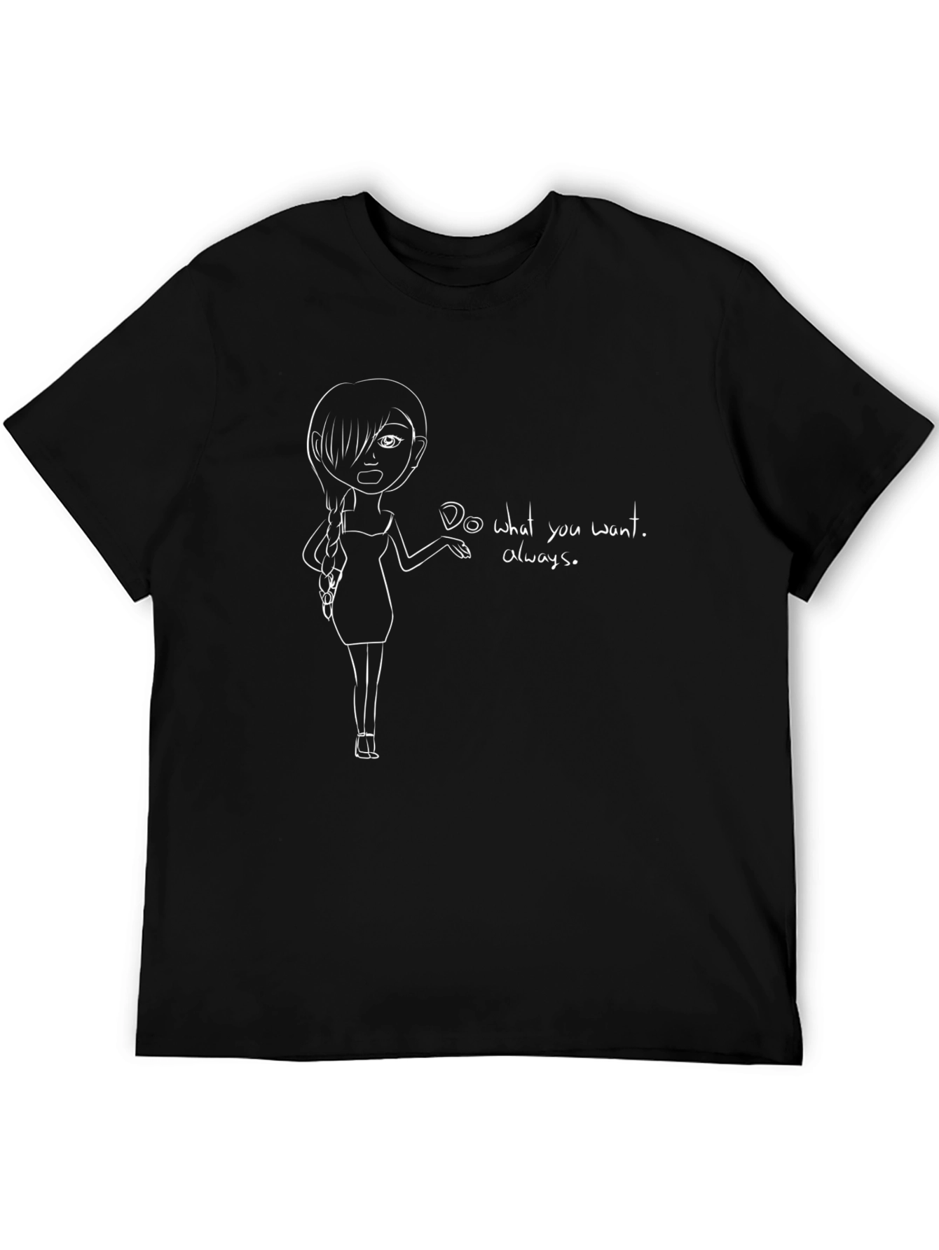 Black T-Shirt with Anime Girl Graphic Tee