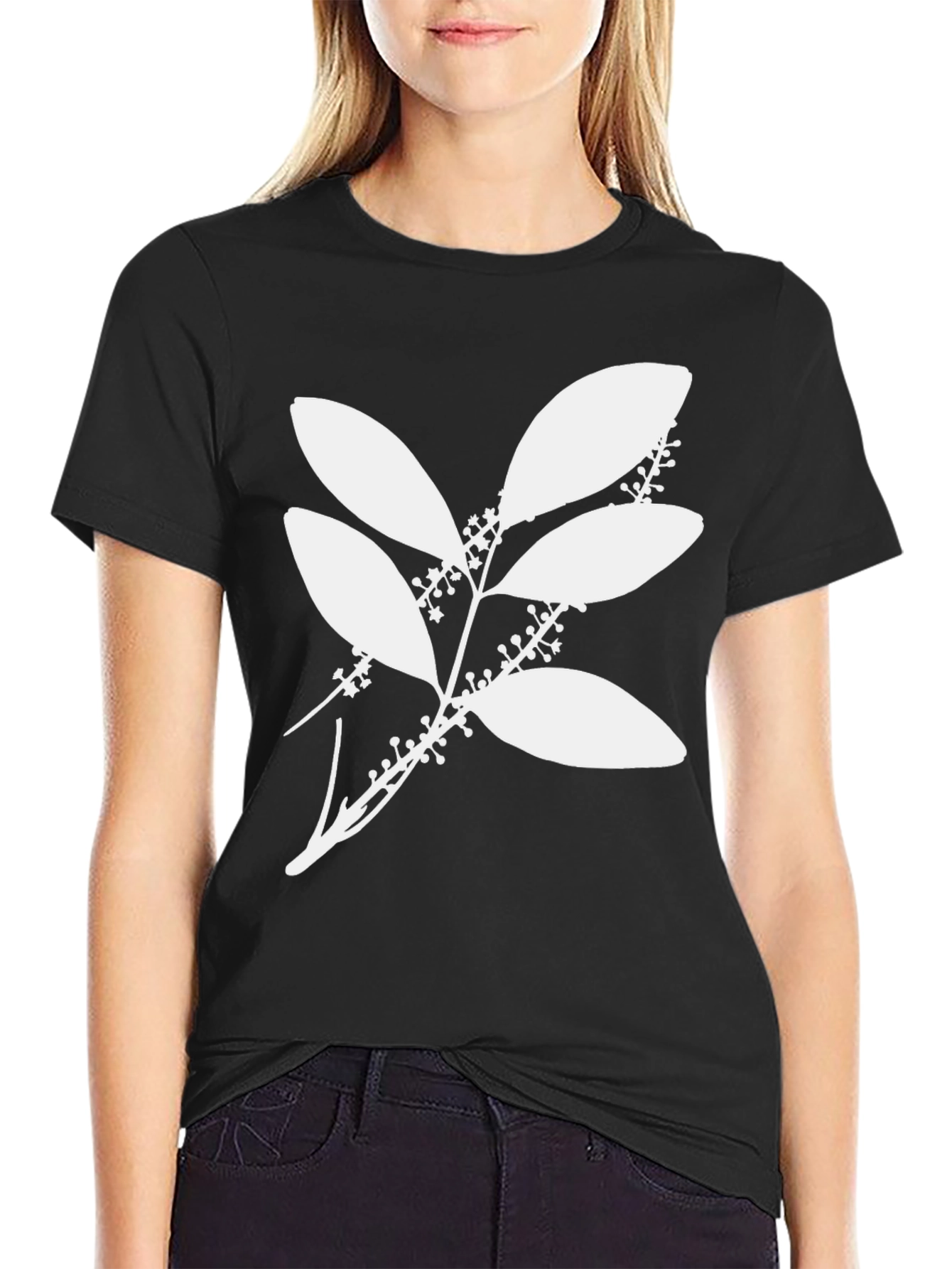 Botanical Print Black T-Shirt