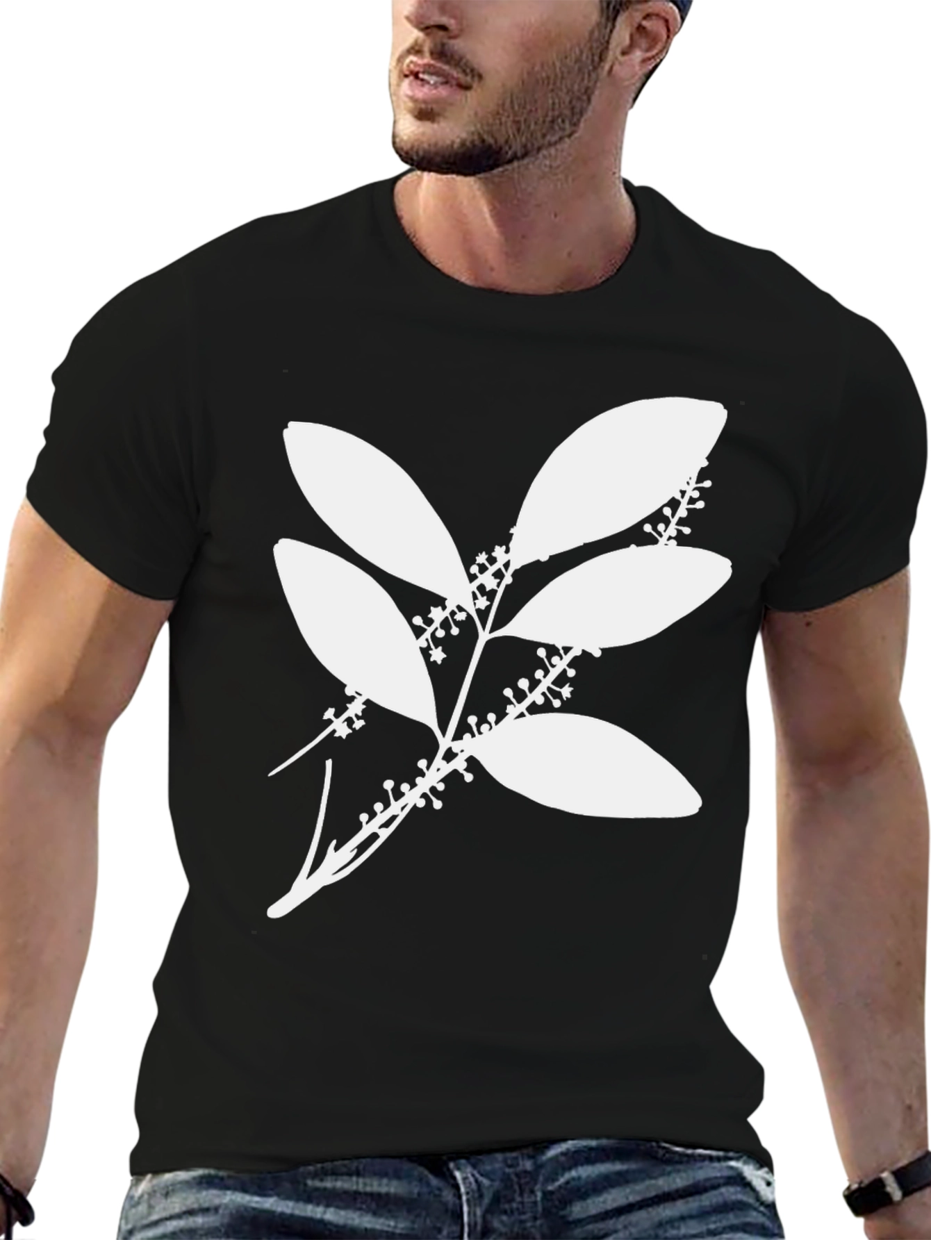 Botanical Print Black T-Shirt
