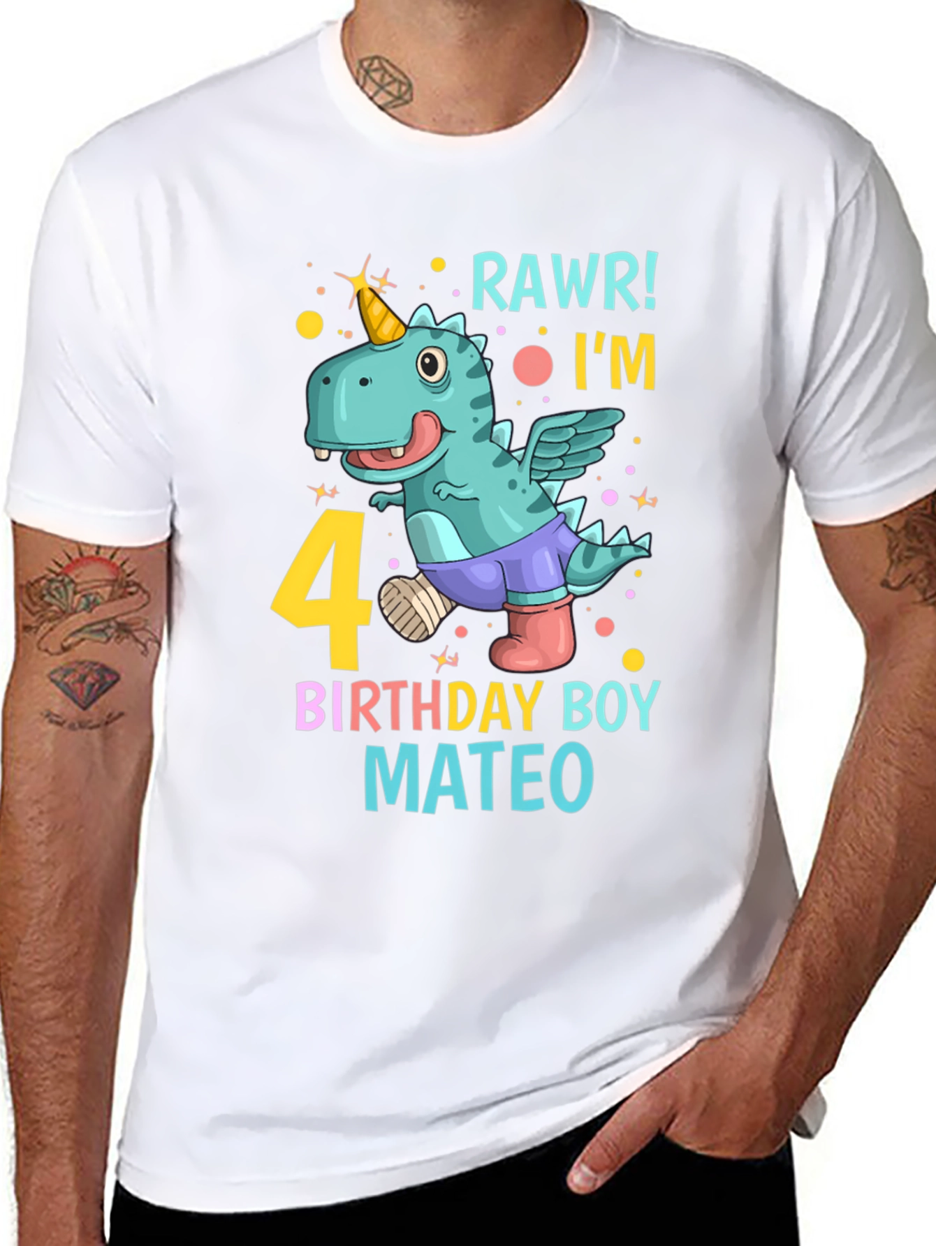 Dino Birthday Boy T-Shirt - RAWR! Im 4