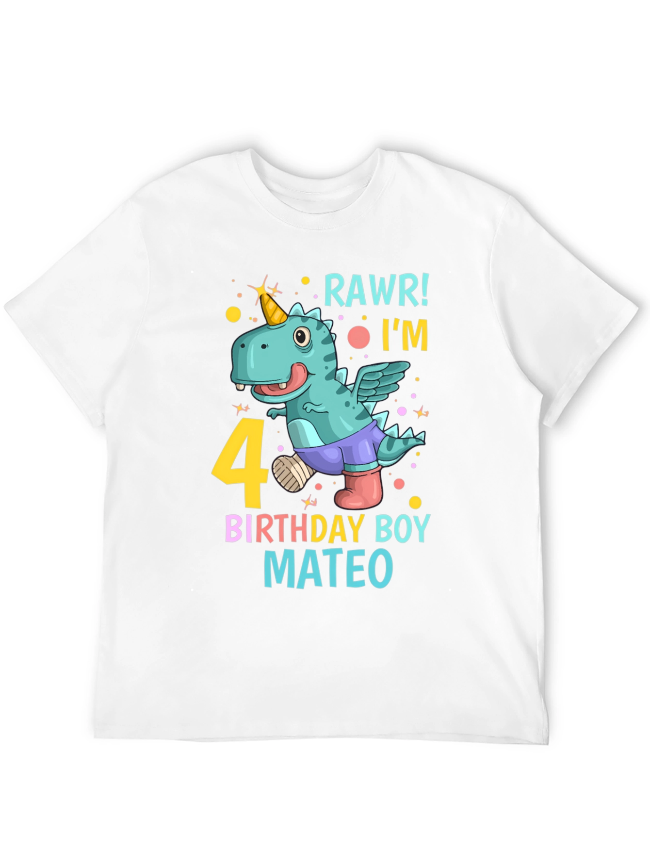 Dino Birthday Boy T-Shirt - RAWR! Im 4