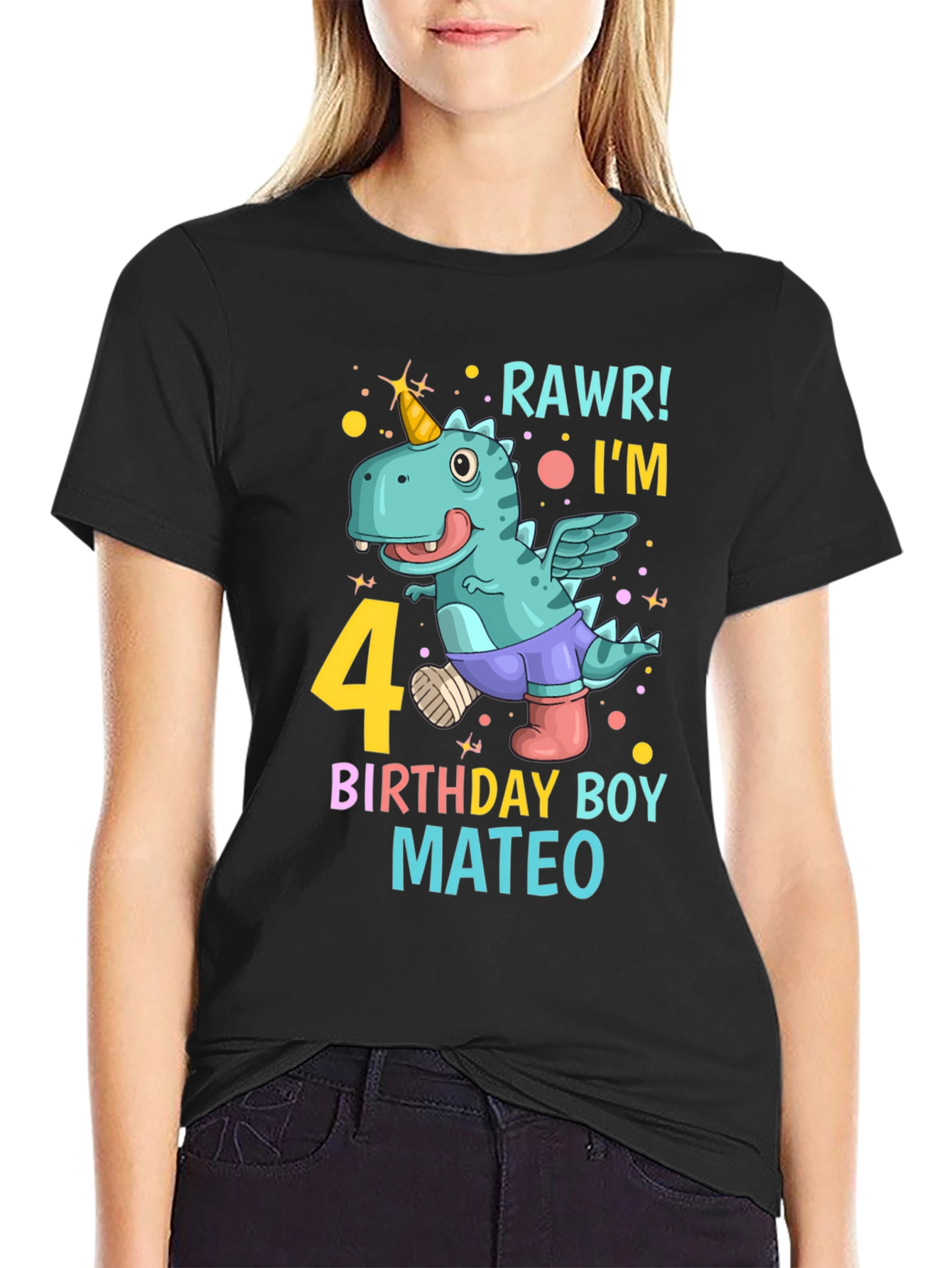 Dino Birthday Boy T-Shirt - RAWR! Im 4
