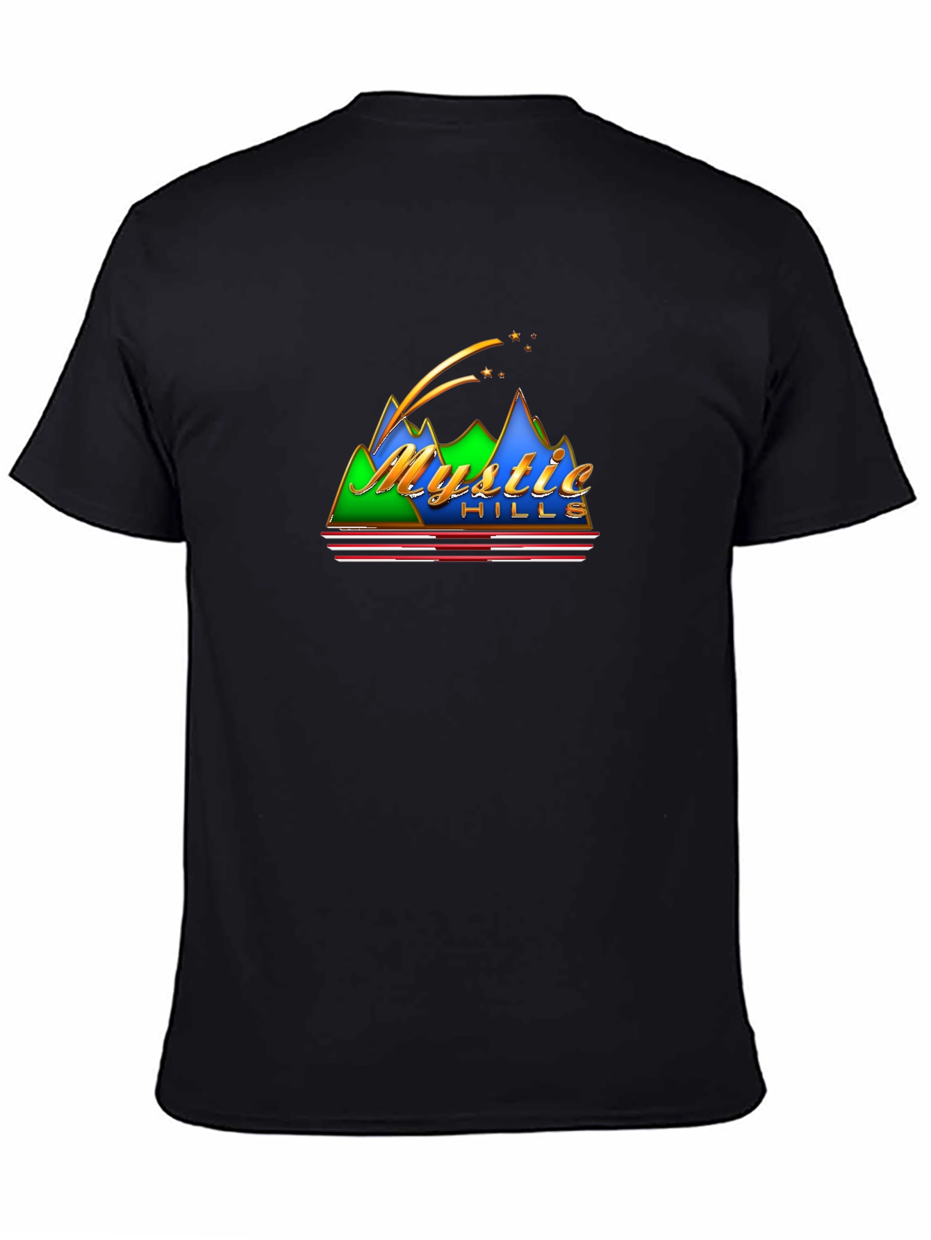 Mystic Hills Retro Graphic Black T-Shirt