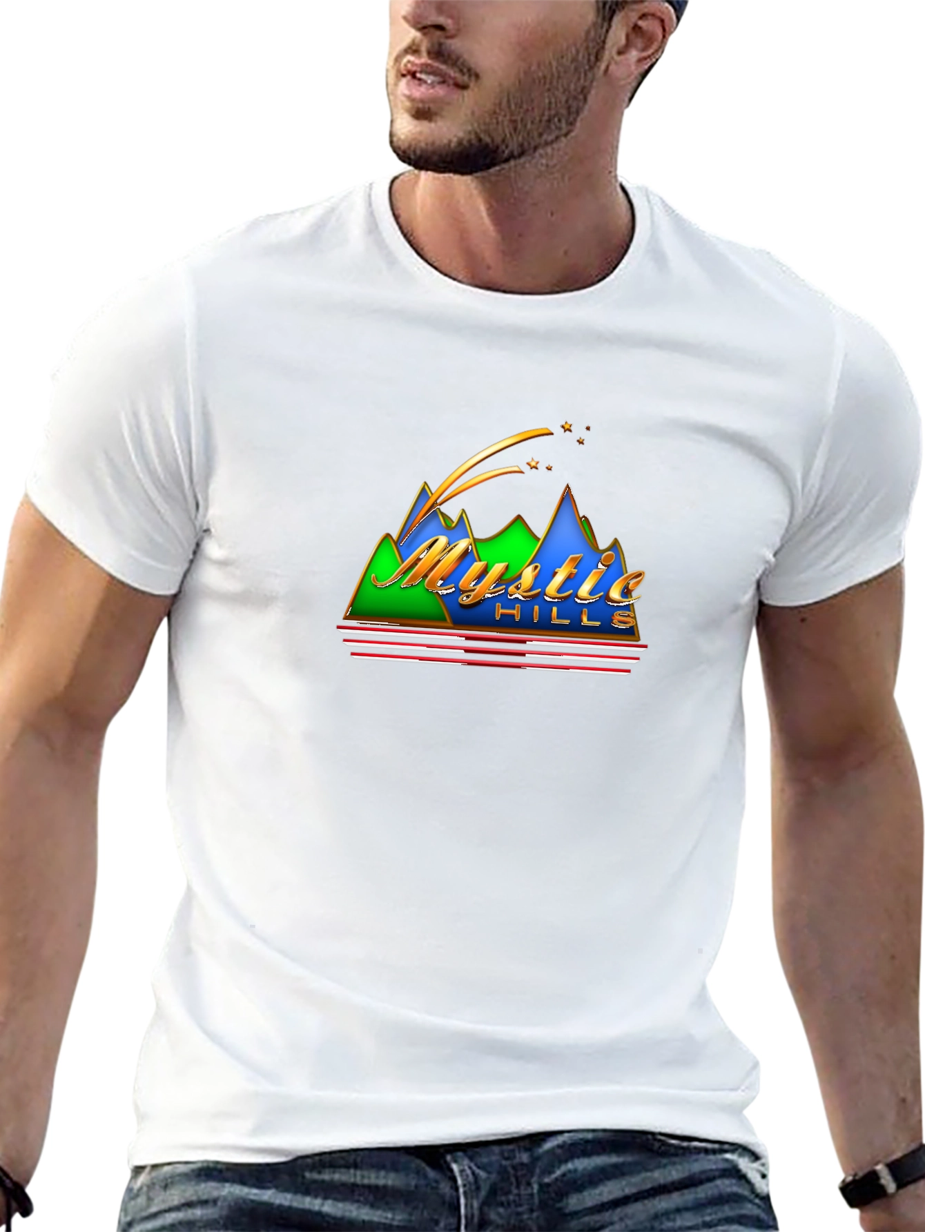 Mystic Hills Retro Graphic Black T-Shirt