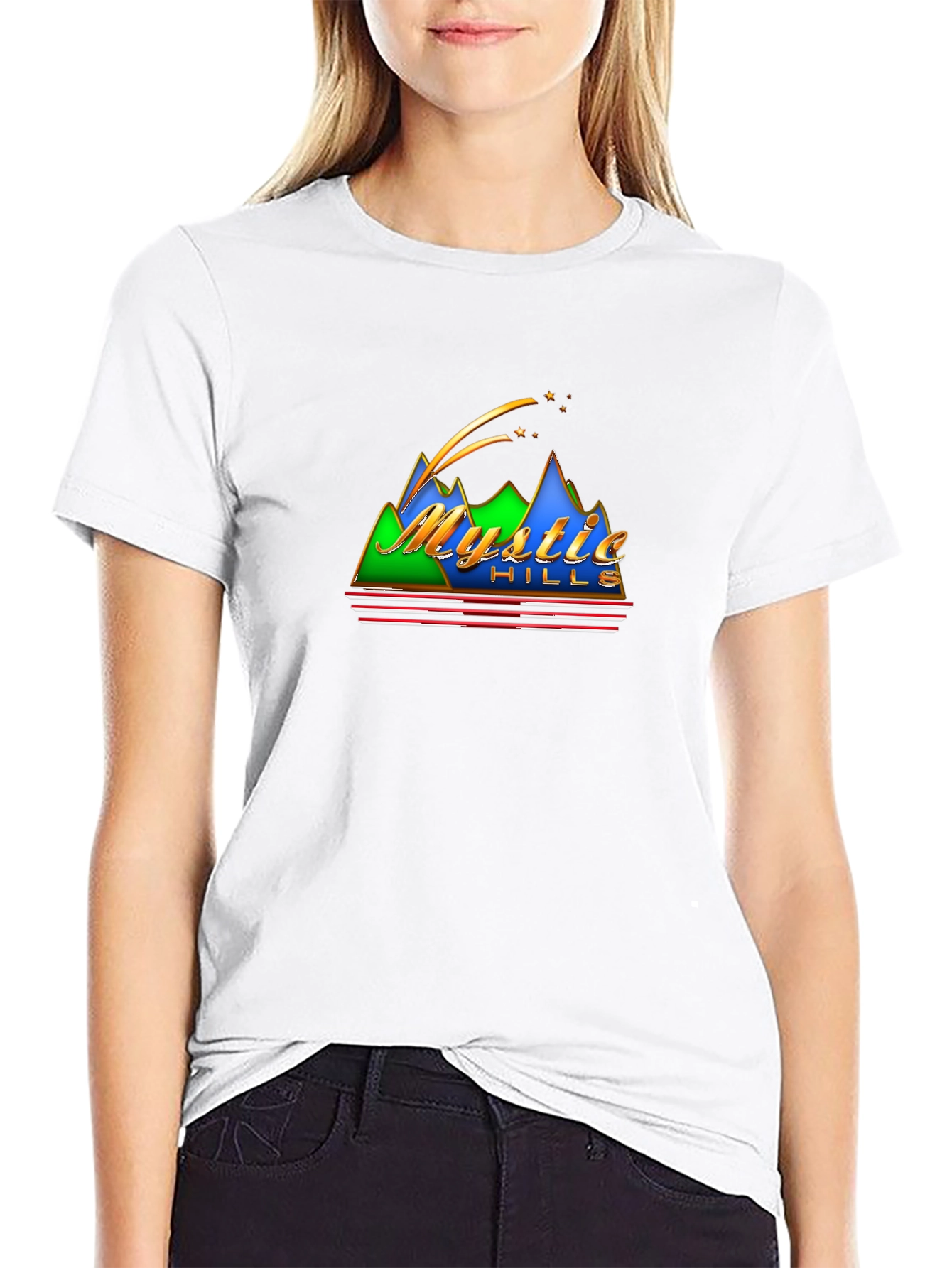 Mystic Hills Retro Graphic Black T-Shirt
