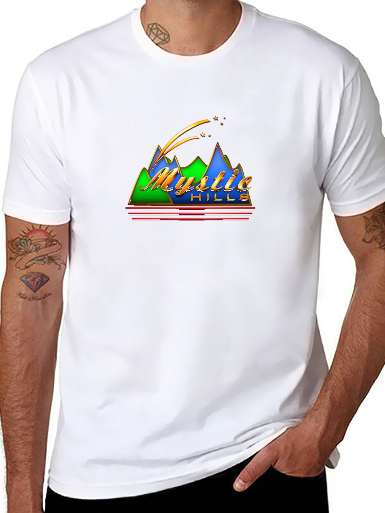 Mystic Hills Retro Graphic Black T-Shirt