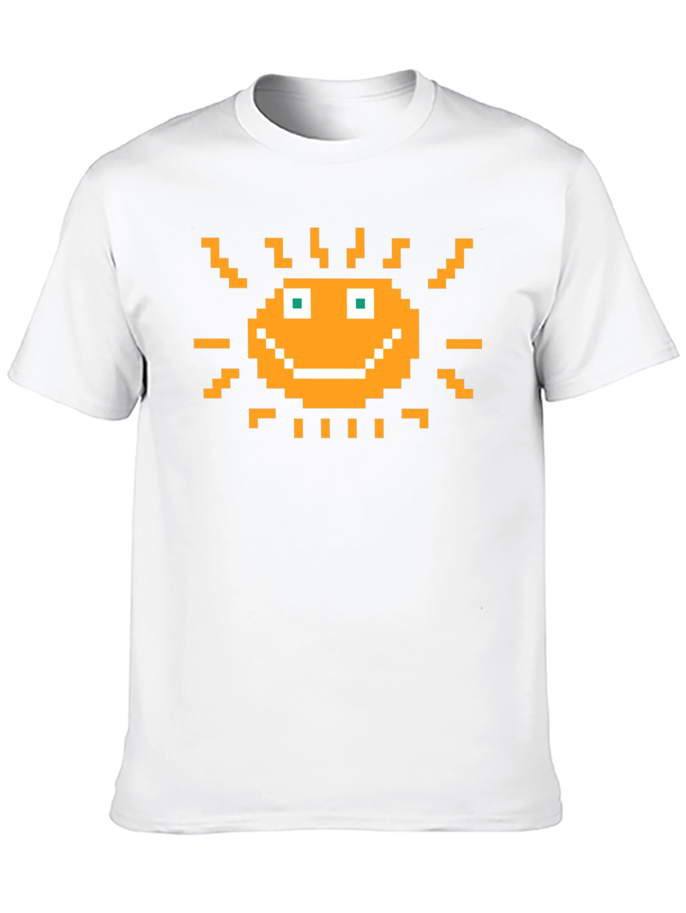Pixel Art Sun Graphic Tee - Retro Gaming Style