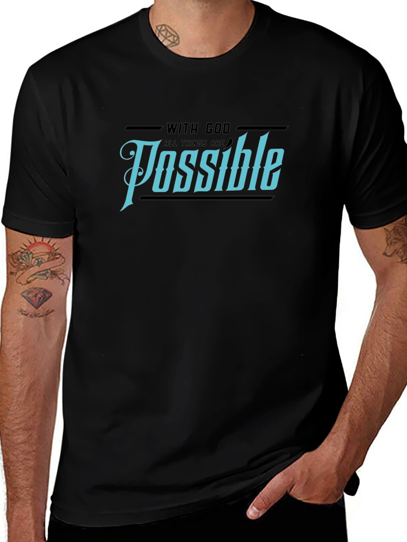 With God All Things Are Possible Black T-Shirt