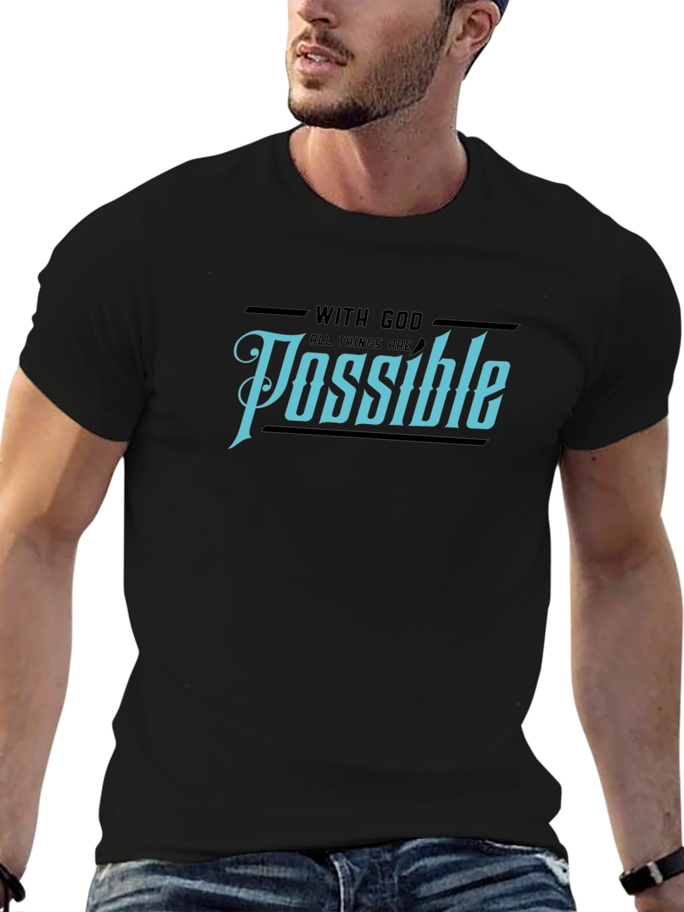 With God All Things Are Possible Black T-Shirt