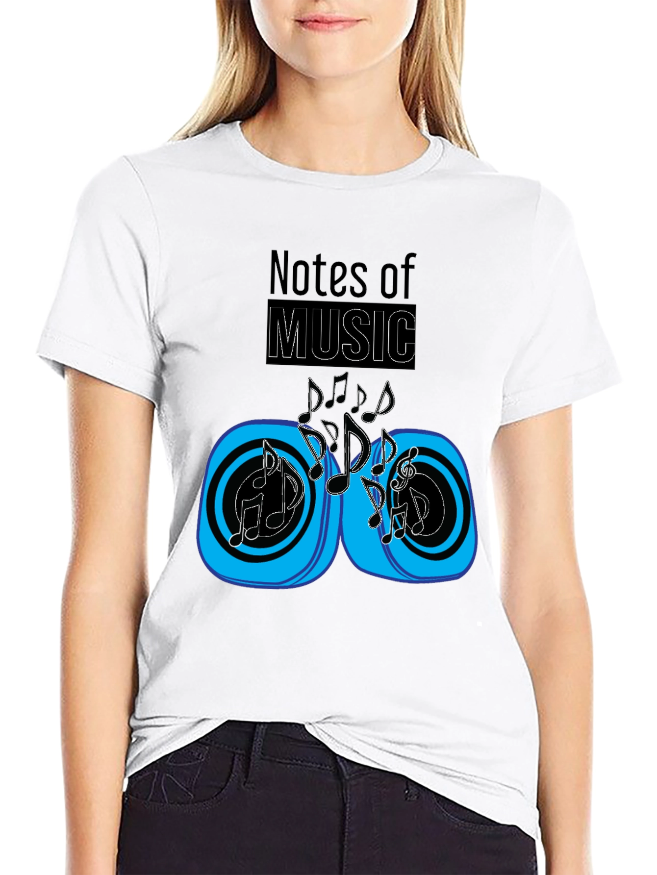 Notes of Music Graphic Black T-Shirt