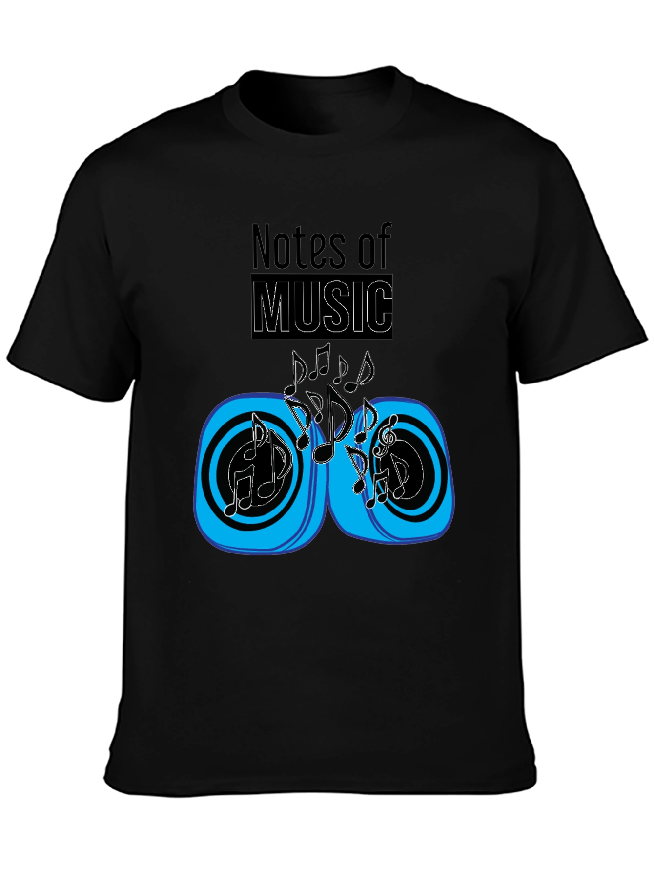 Notes of Music Graphic Black T-Shirt