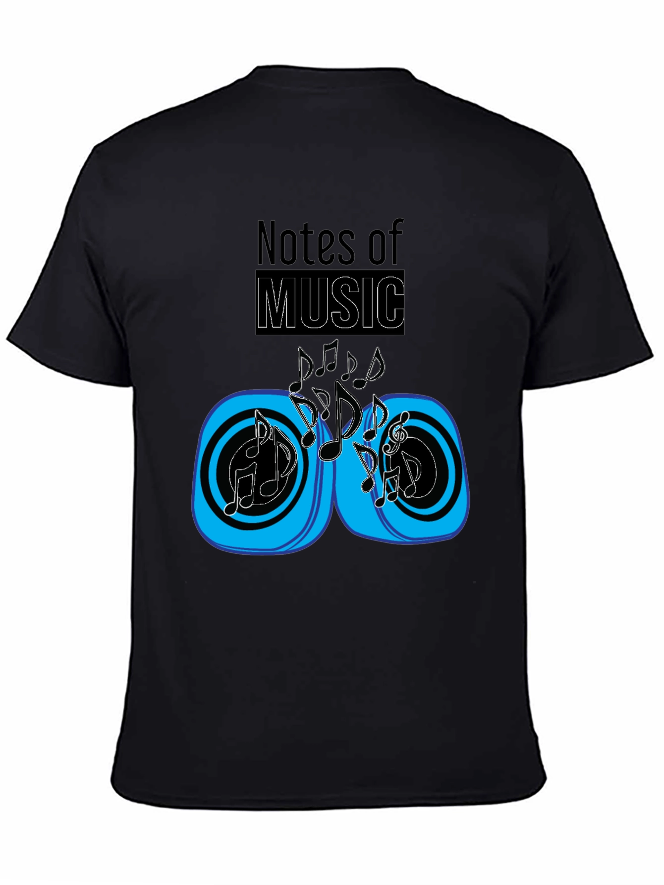 Notes of Music Graphic Black T-Shirt