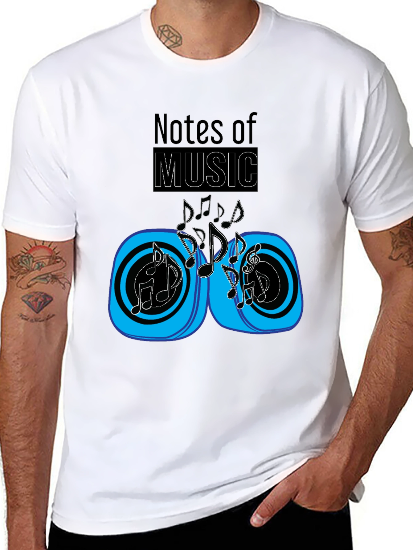 Notes of Music Graphic Black T-Shirt