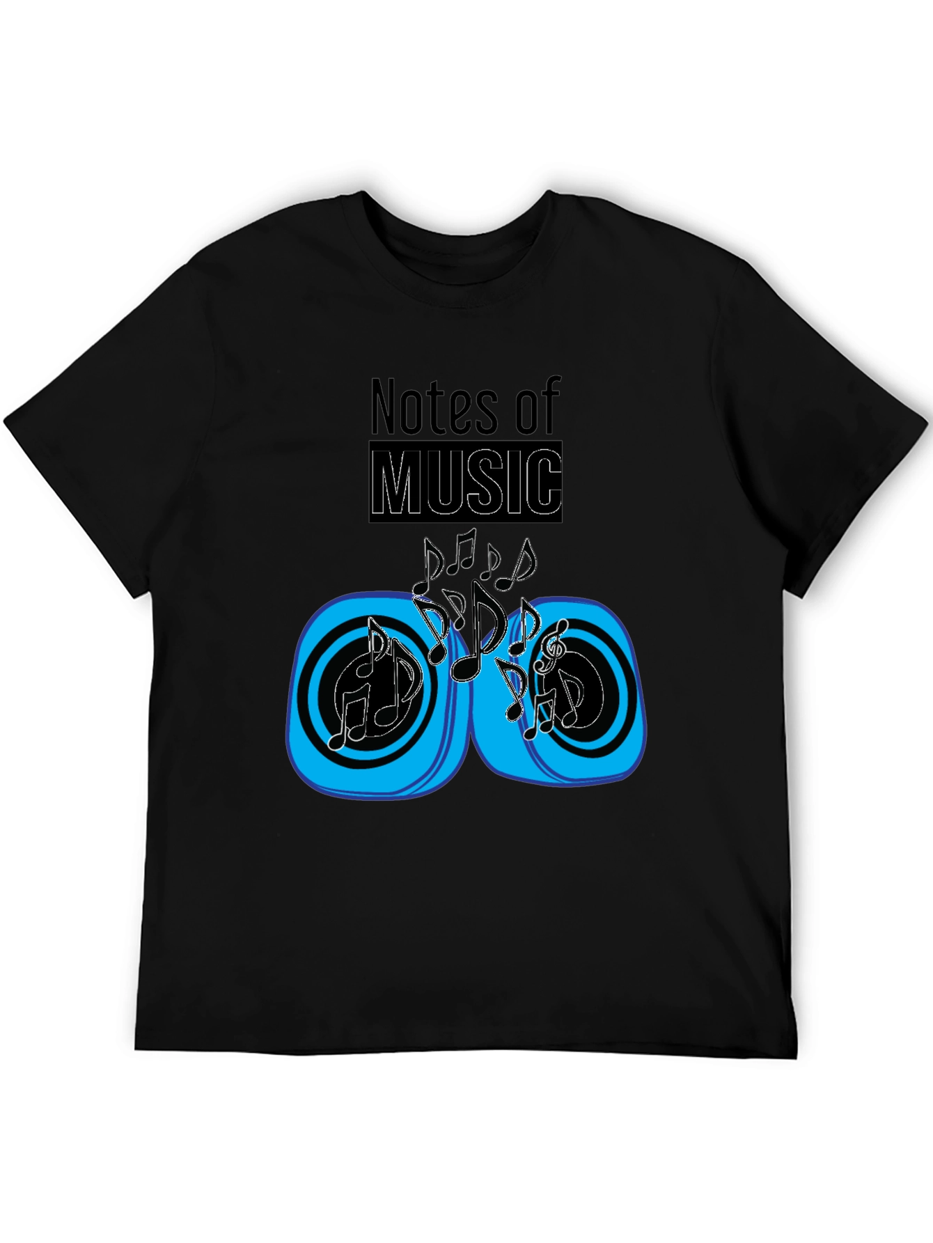 Notes of Music Graphic Black T-Shirt