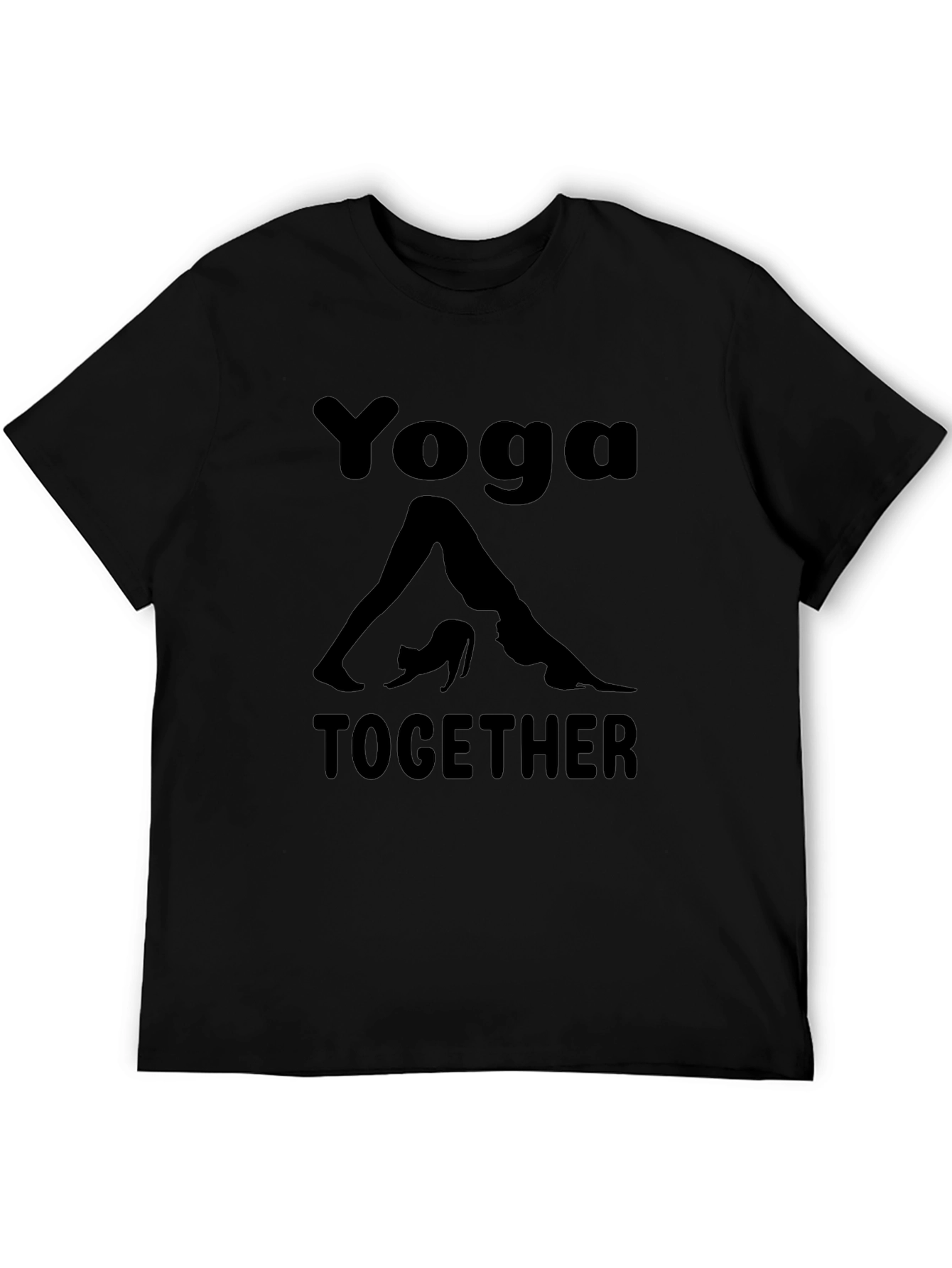 Yoga Together Graphic Tee - Black Cotton Blend T-Shirt