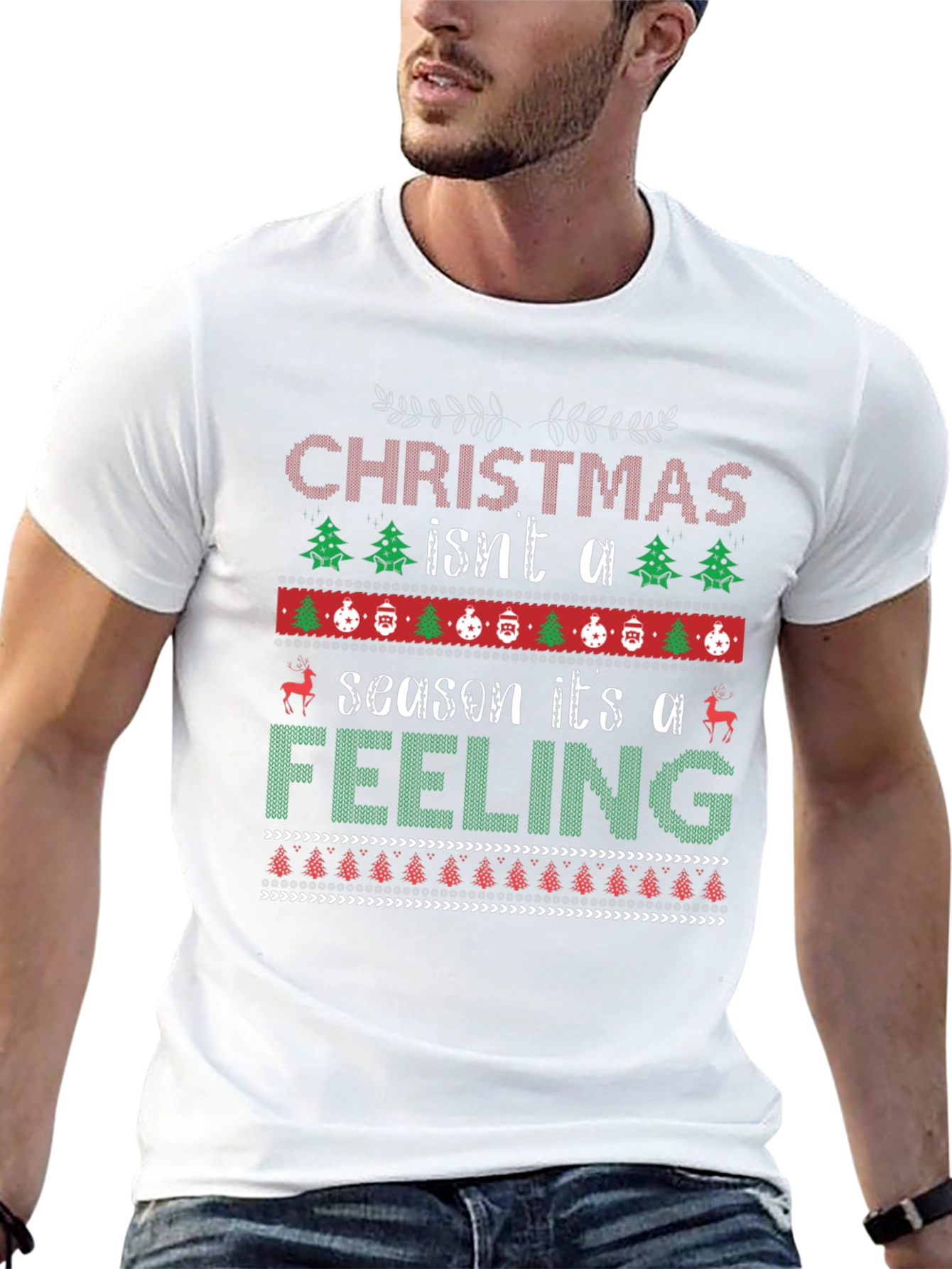 Christmas Feeling T-Shirt Ugly Holiday Sweater Style Design