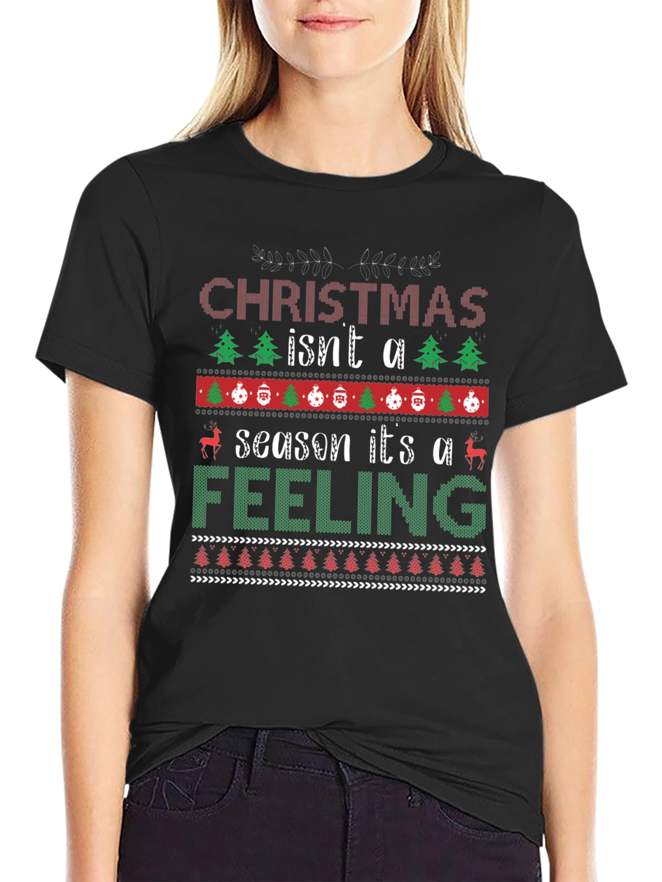 Christmas Feeling T-Shirt Ugly Holiday Sweater Style Design