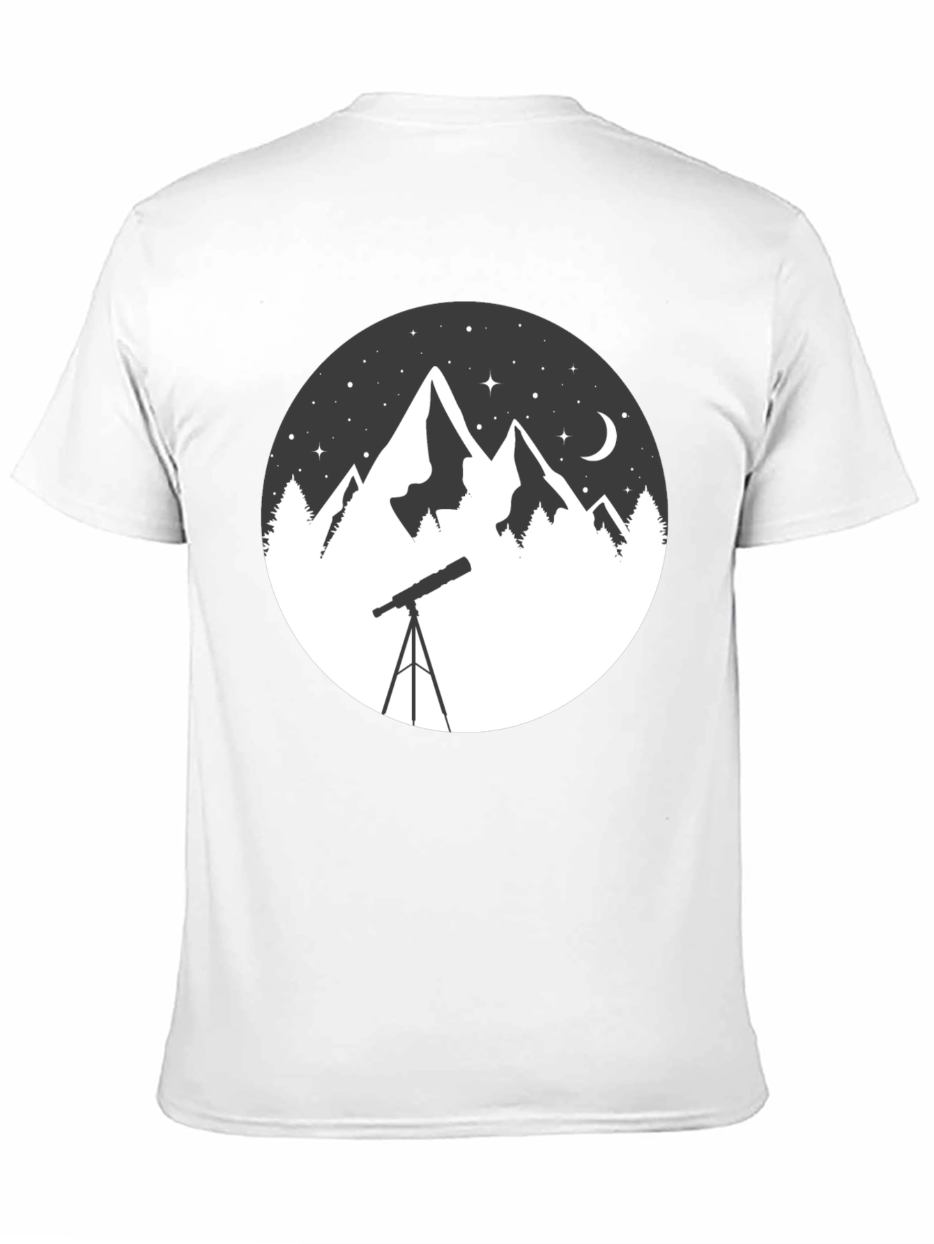 Mountain & Telescope Graphic Tee - Stargazing Shirt