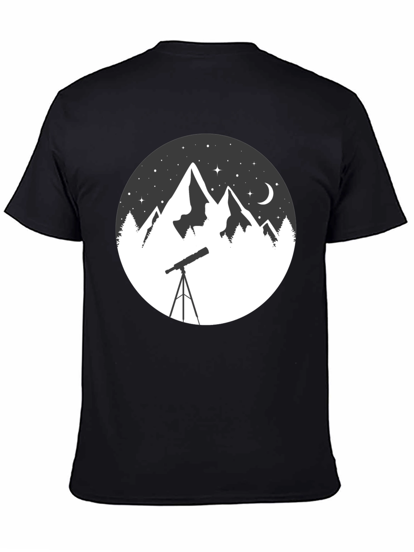 Mountain & Telescope Graphic Tee - Stargazing Shirt