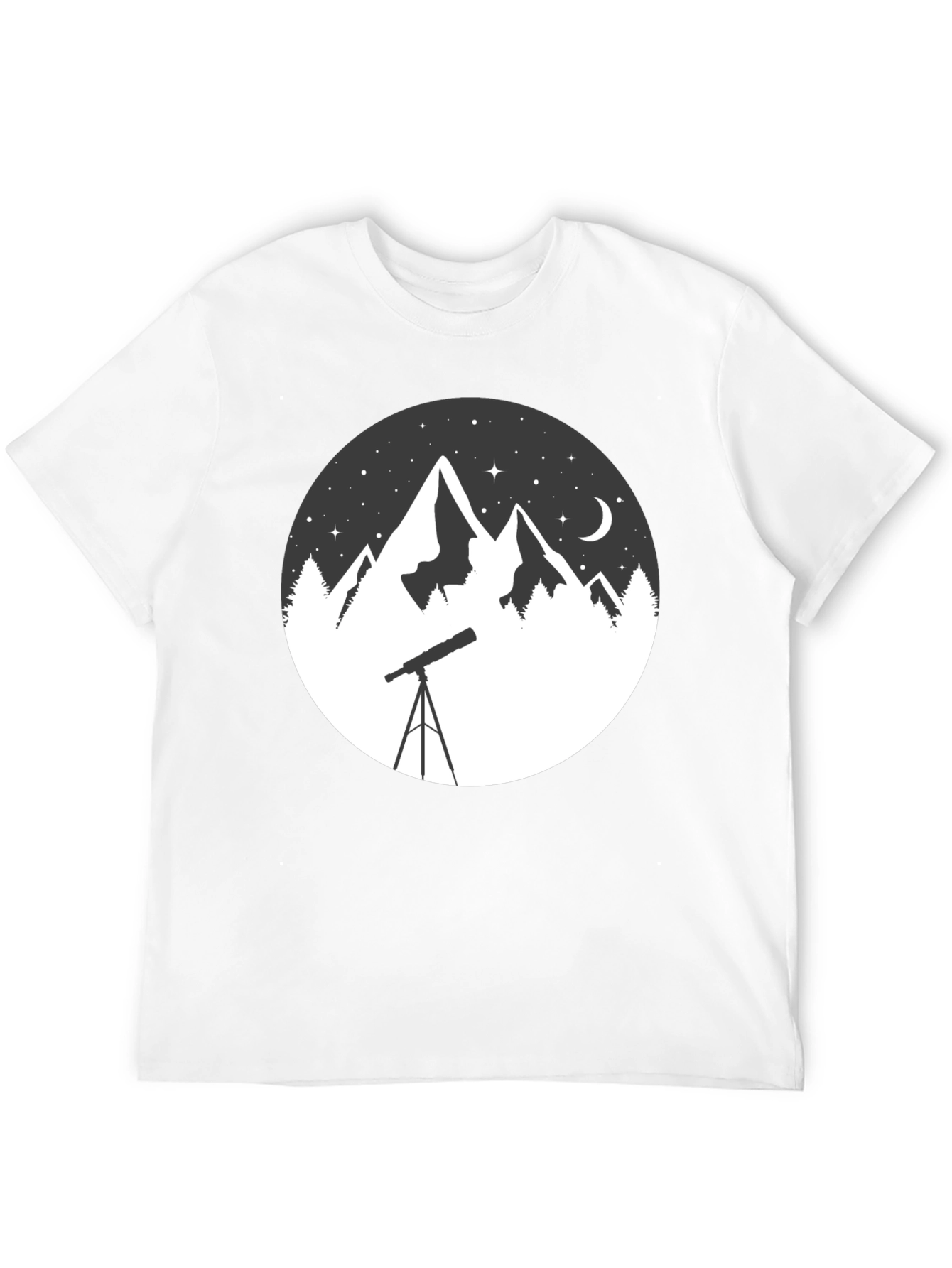 Mountain & Telescope Graphic Tee - Stargazing Shirt