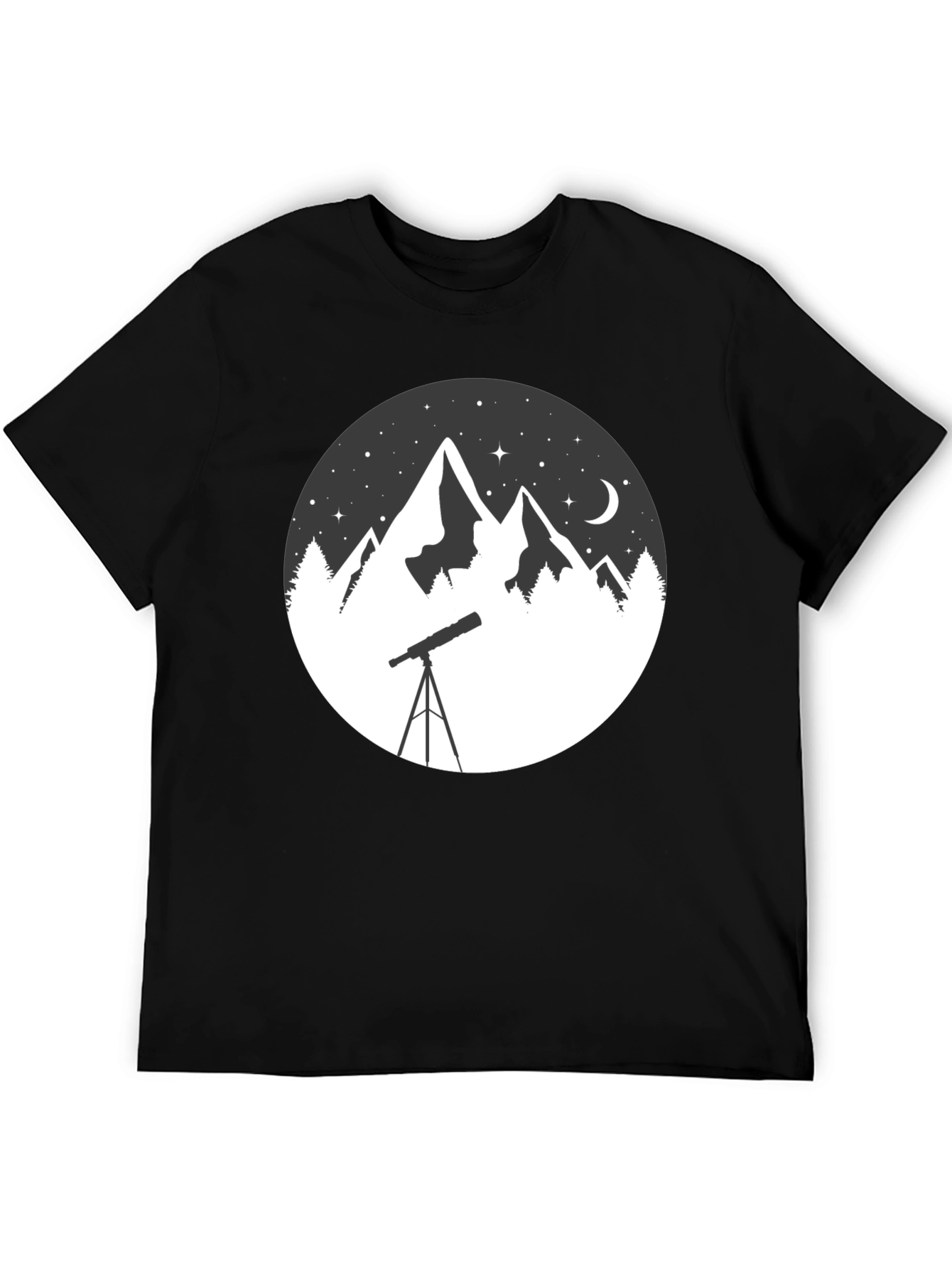 Mountain & Telescope Graphic Tee - Stargazing Shirt