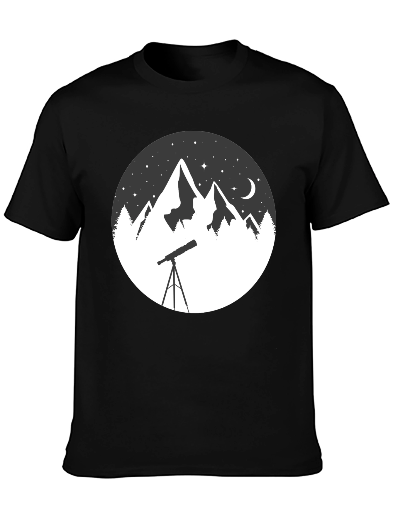Mountain & Telescope Graphic Tee - Stargazing Shirt