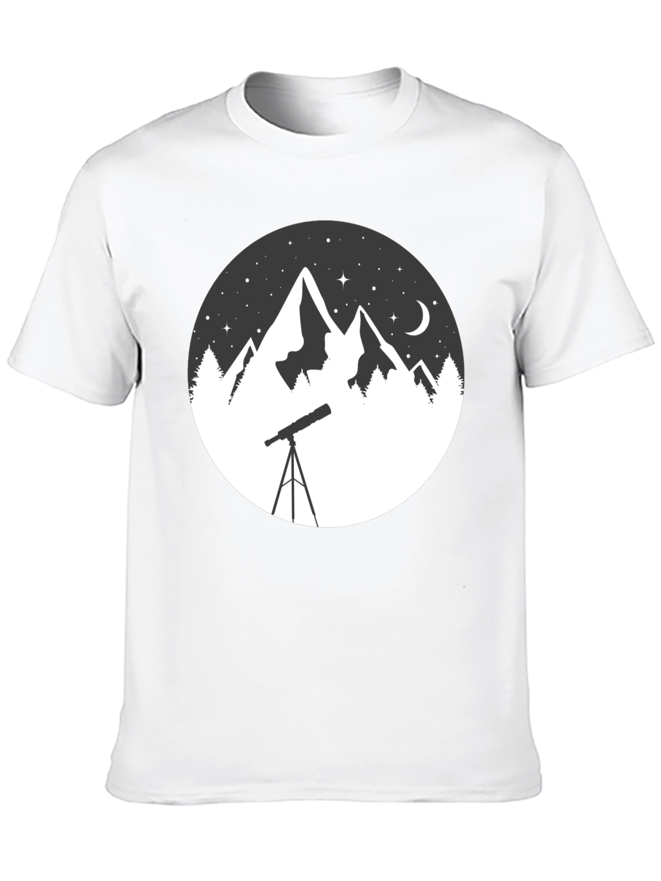 Mountain & Telescope Graphic Tee - Stargazing Shirt