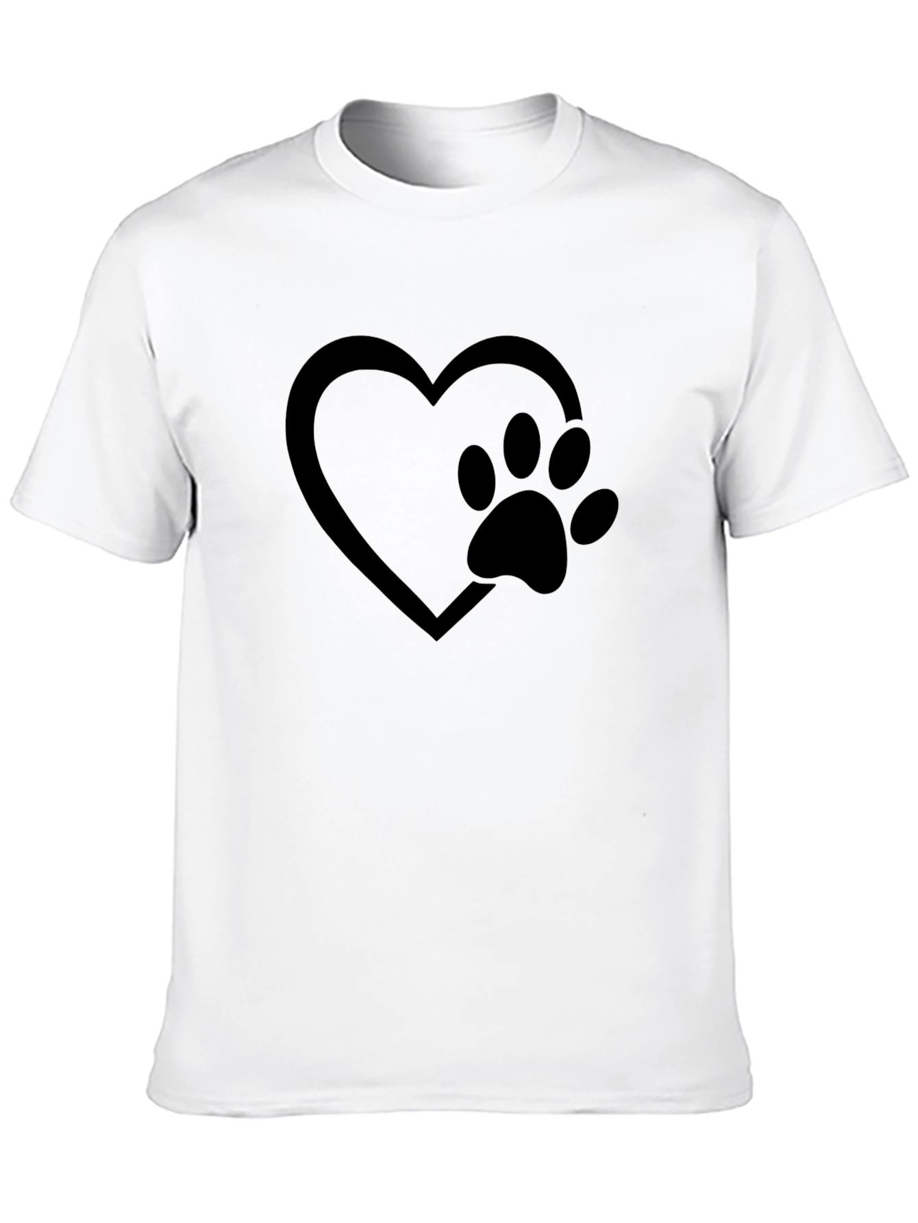 Paw Print Heart Graphic Tee - Black