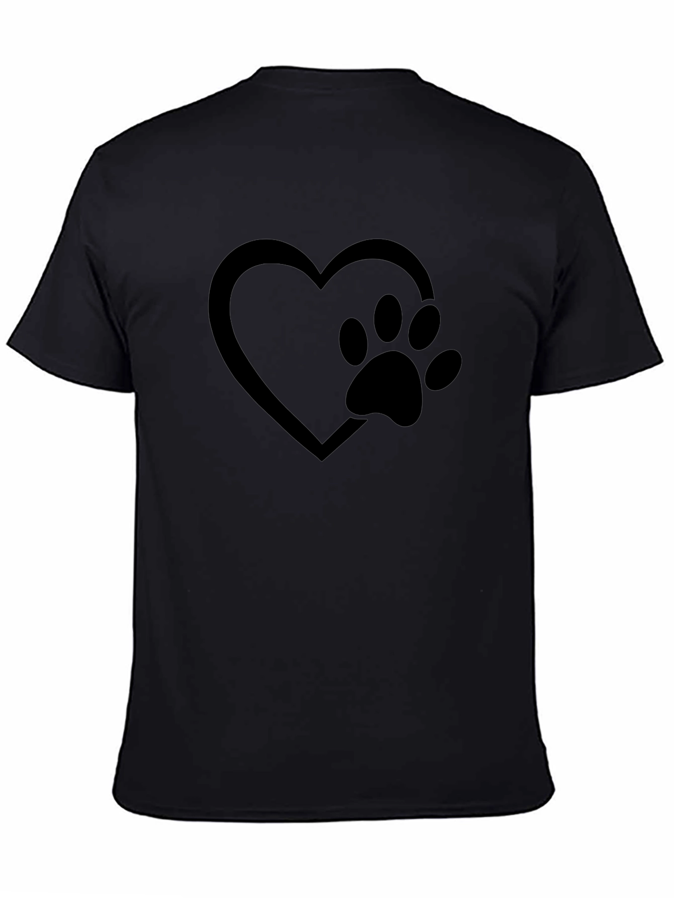 Paw Print Heart Graphic Tee - Black