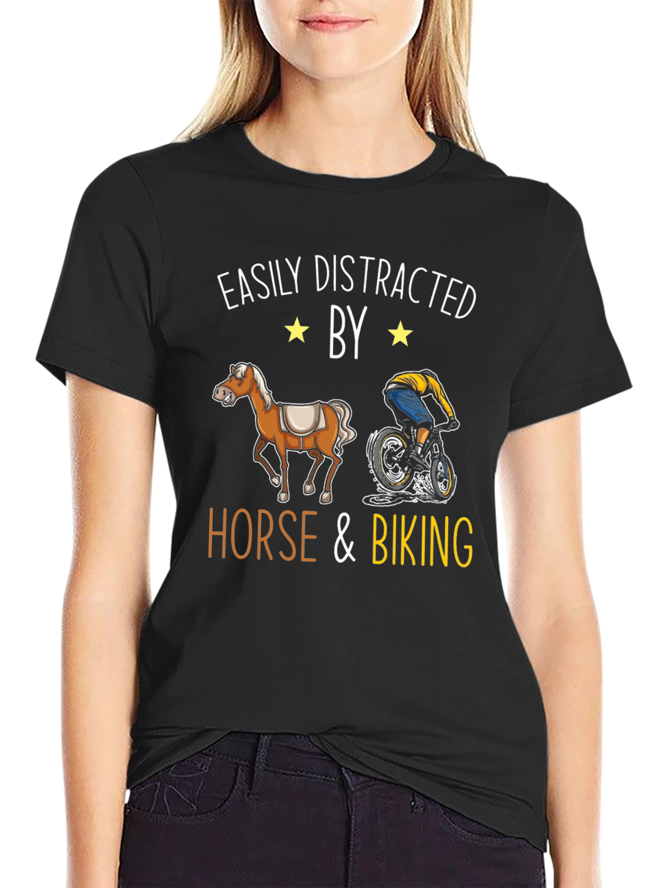 Easily Distracted by Horse & Biking T-Shirt