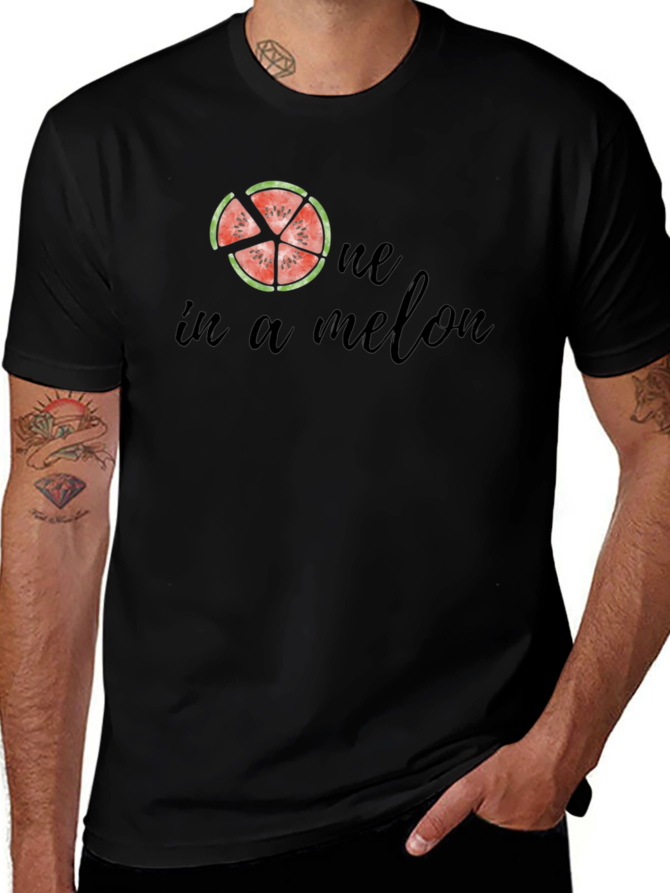 One In A Melon Black Graphic Tee