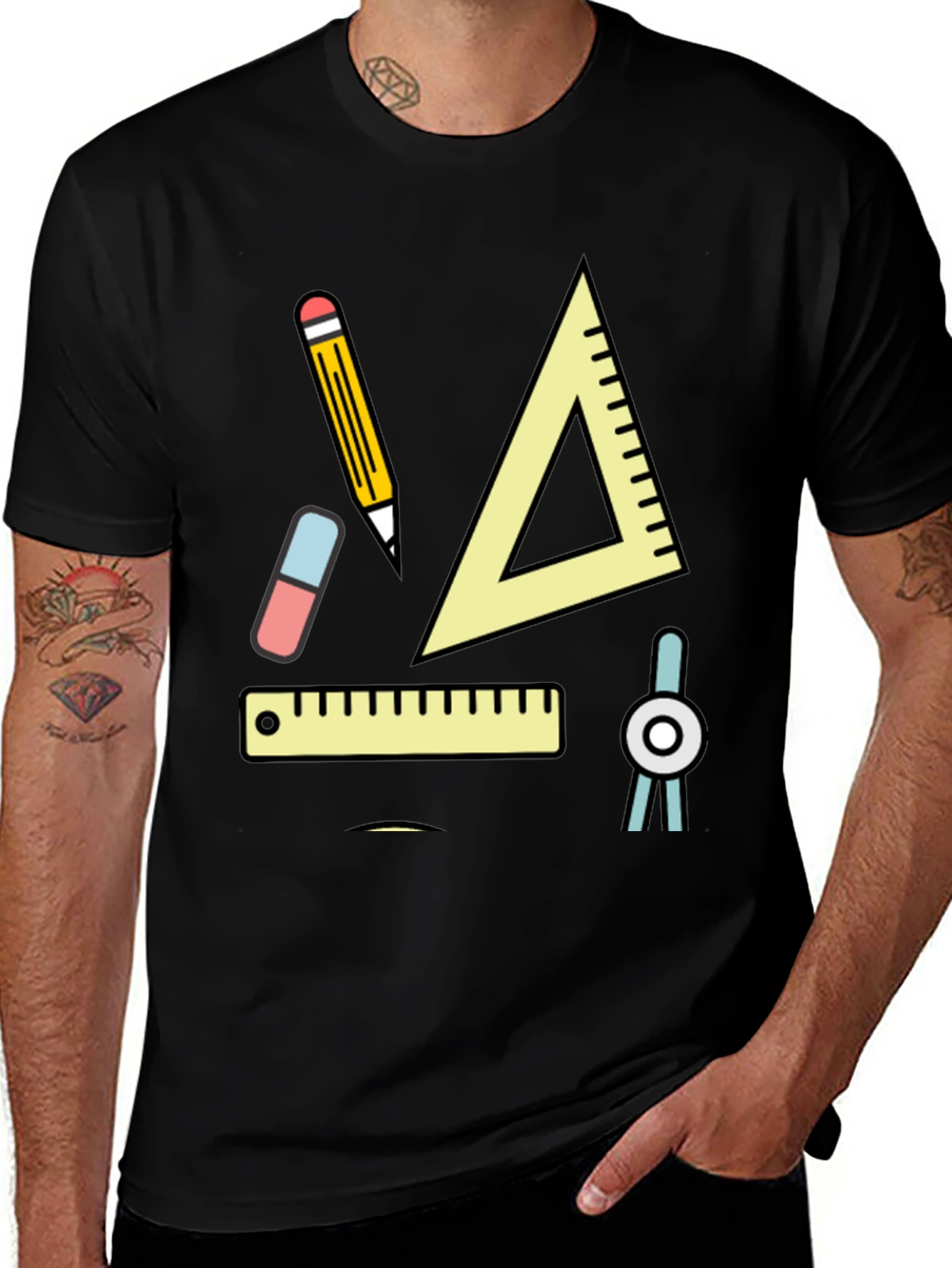 Geometry Tools Graphic Tee - Black Cotton Shirt