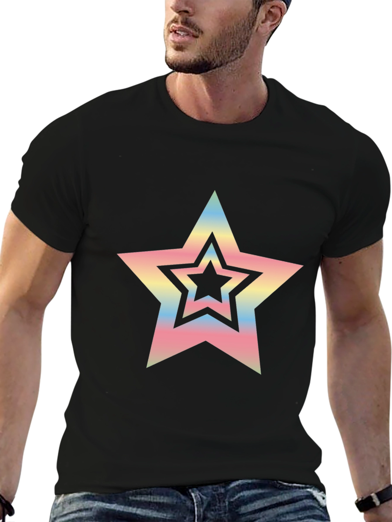 Retro Star Graphic Black T-Shirt