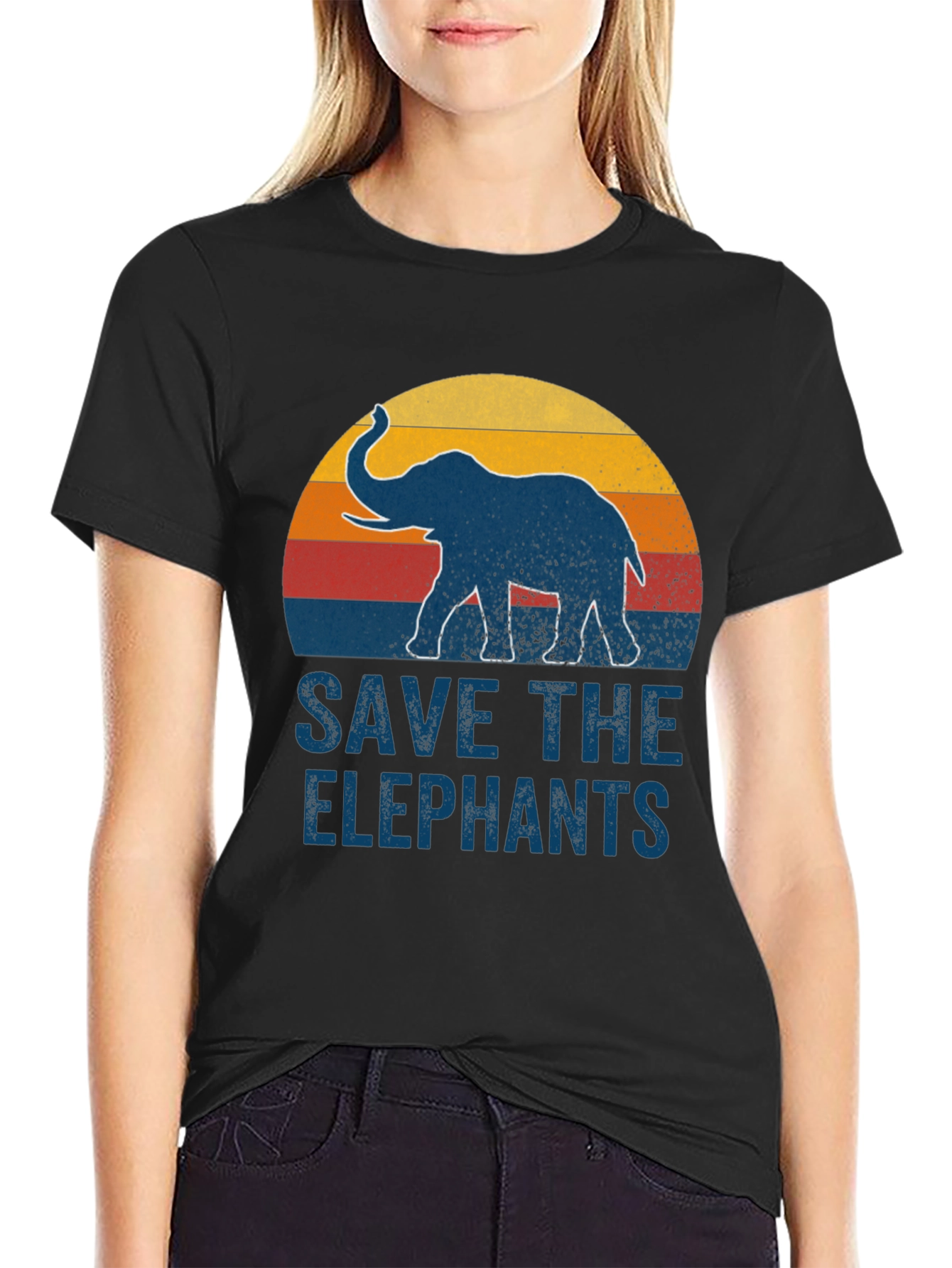 Save the Elephants Graphic Tee - Retro Style