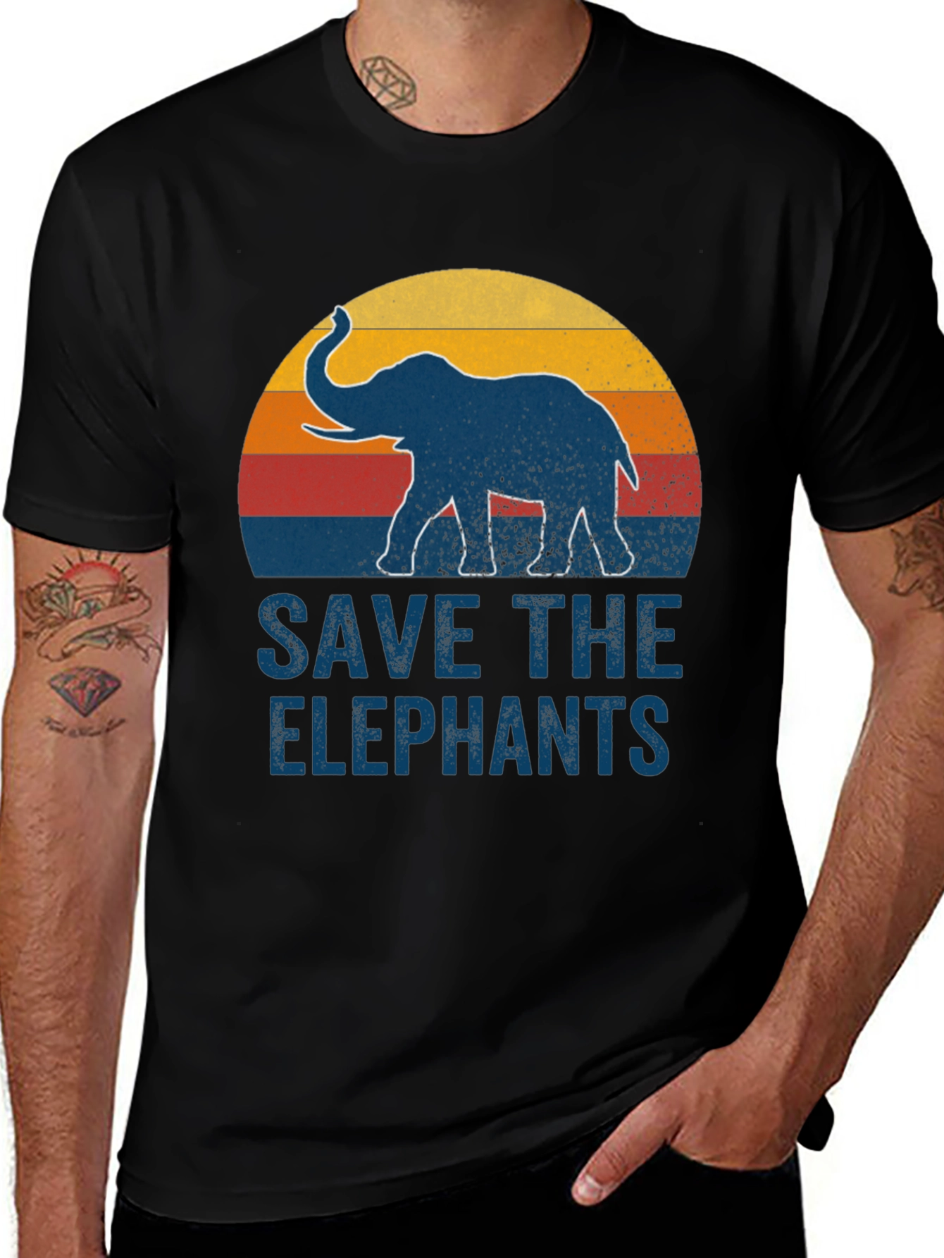 Save the Elephants Graphic Tee - Retro Style