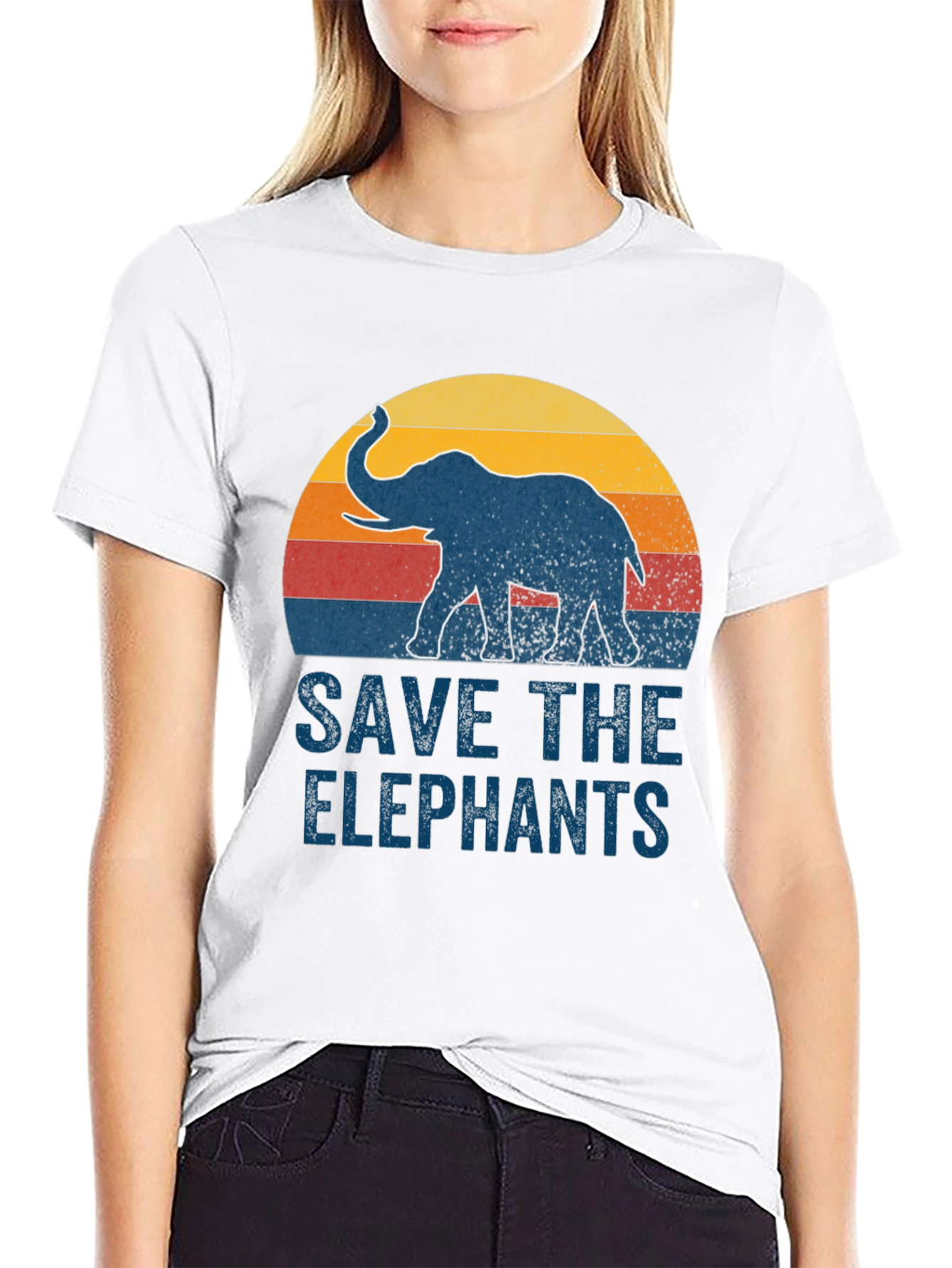 Save the Elephants Graphic Tee - Retro Style