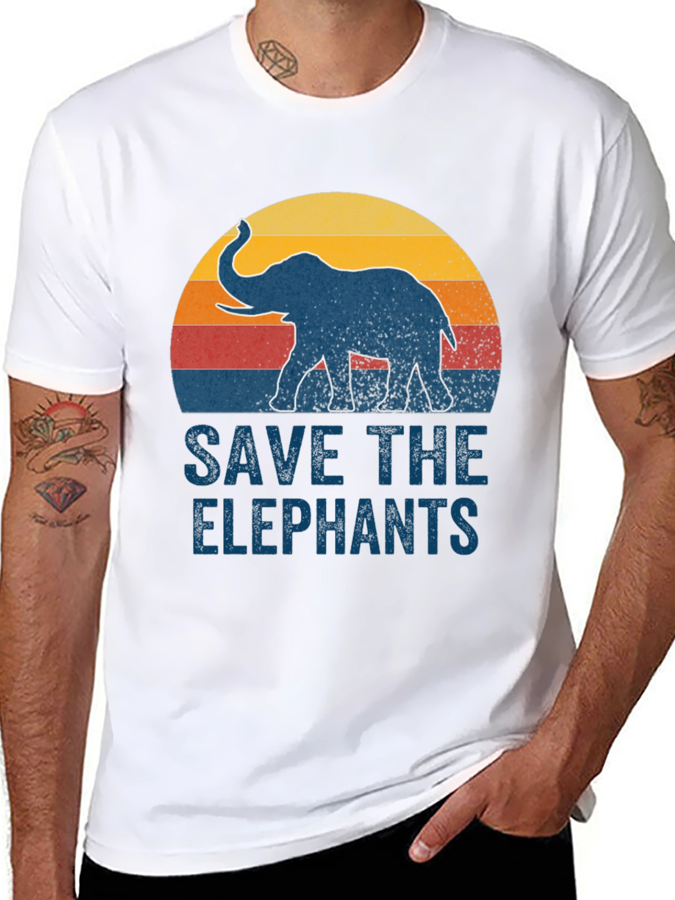 Save the Elephants Graphic Tee - Retro Style