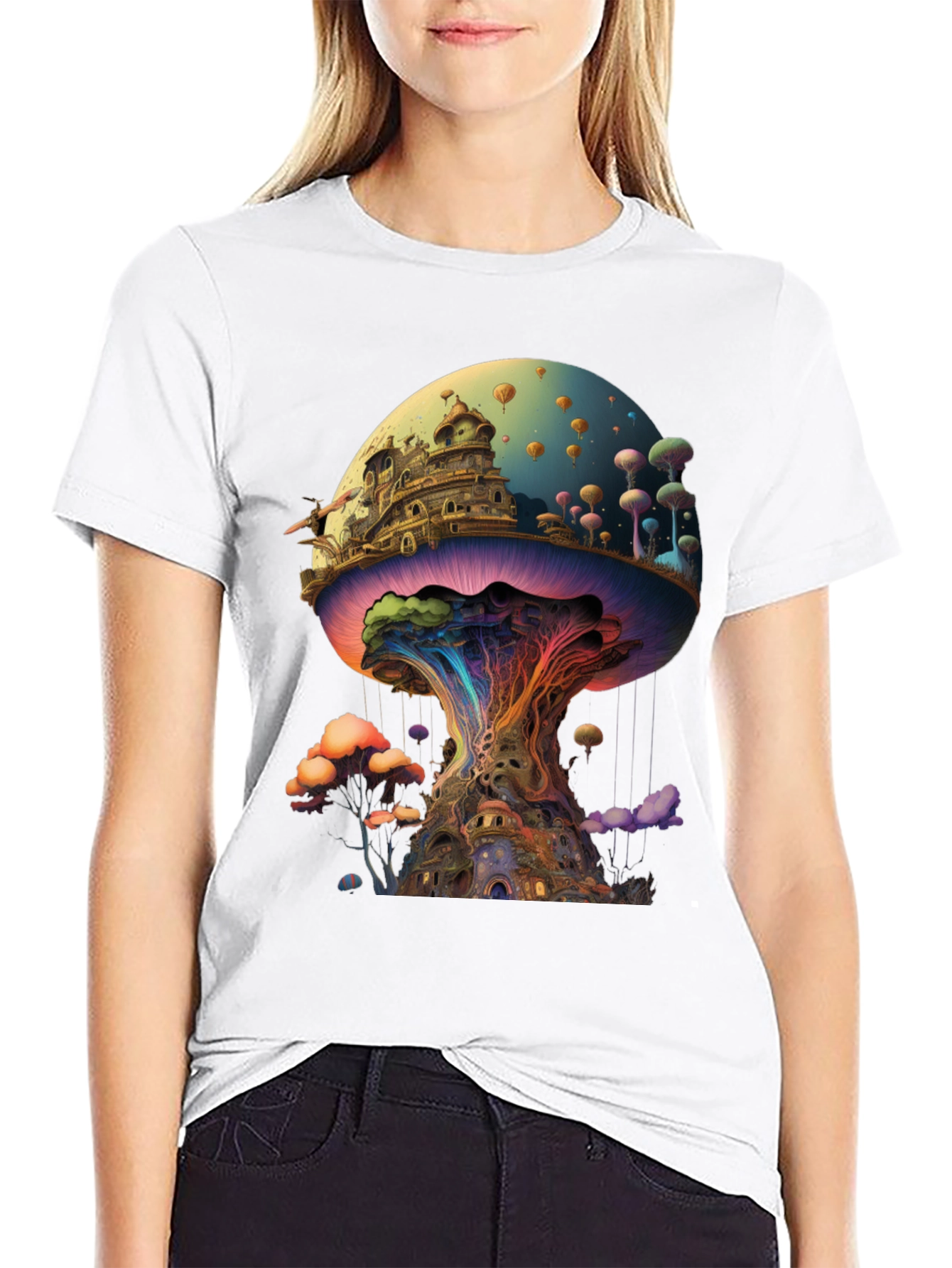 Psychedelic Mushroom Kingdom Graphic T-Shirt