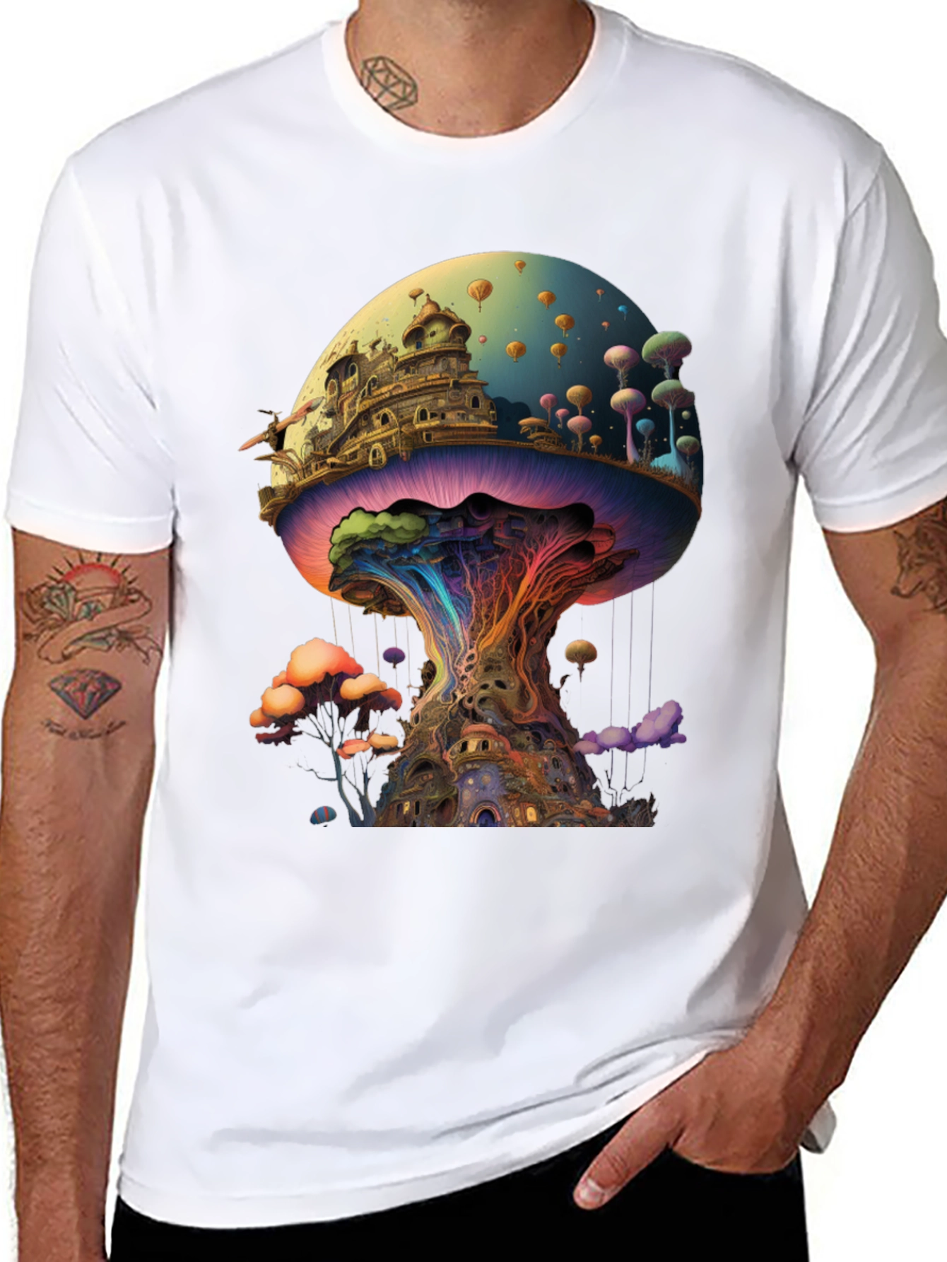 Psychedelic Mushroom Kingdom Graphic T-Shirt