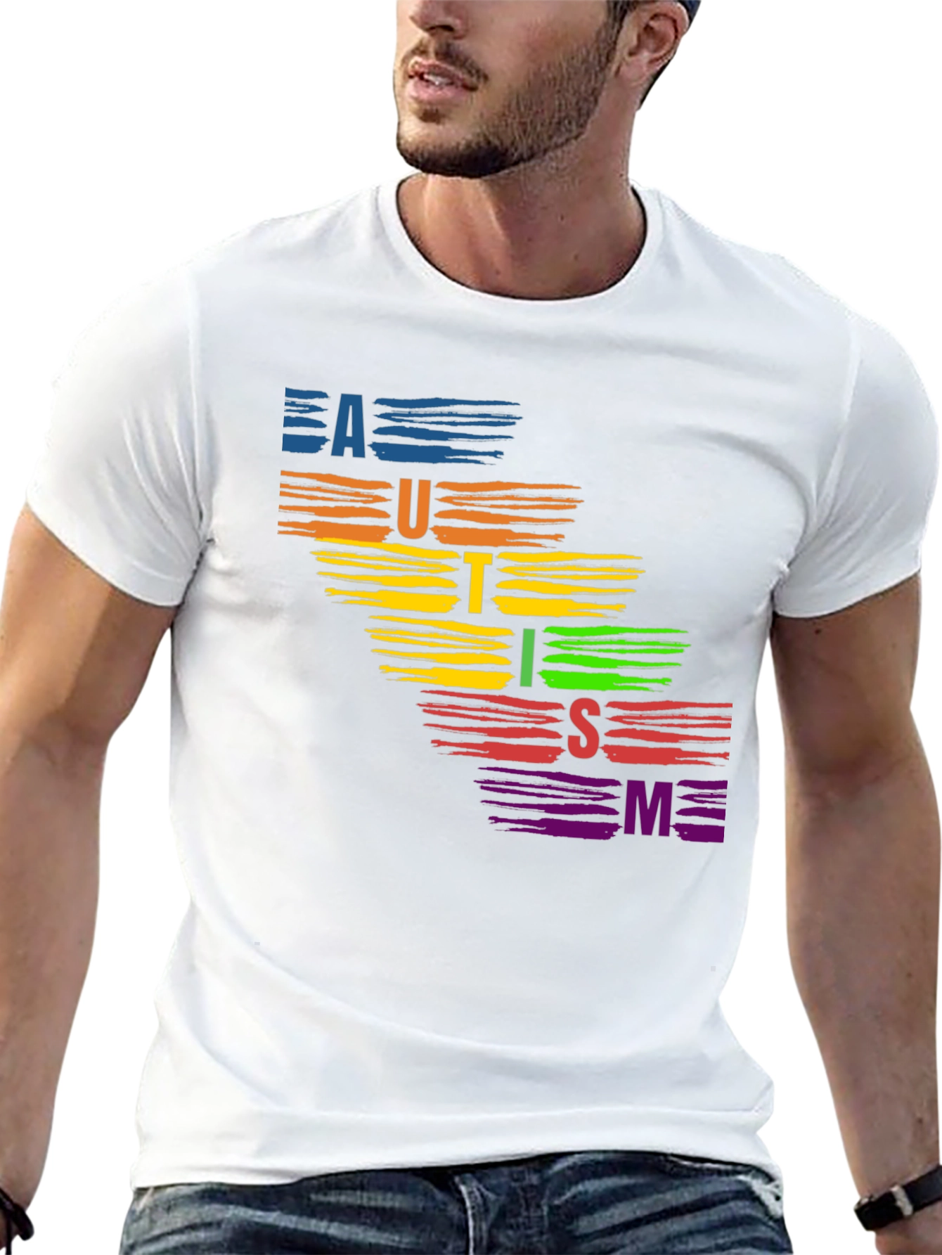 Autism Awareness Rainbow Brush Stroke T-Shirt