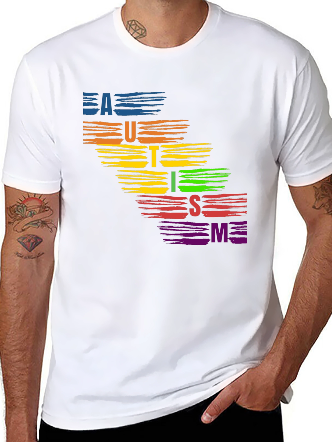 Autism Awareness Rainbow Brush Stroke T-Shirt