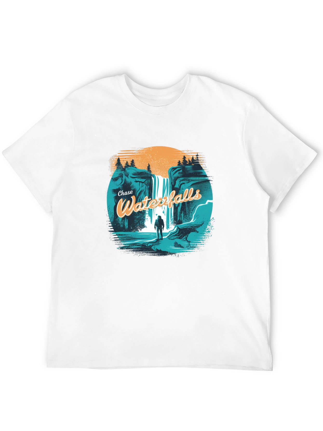 Chase Waterfalls Graphic Tee - Black Cotton T-Shirt