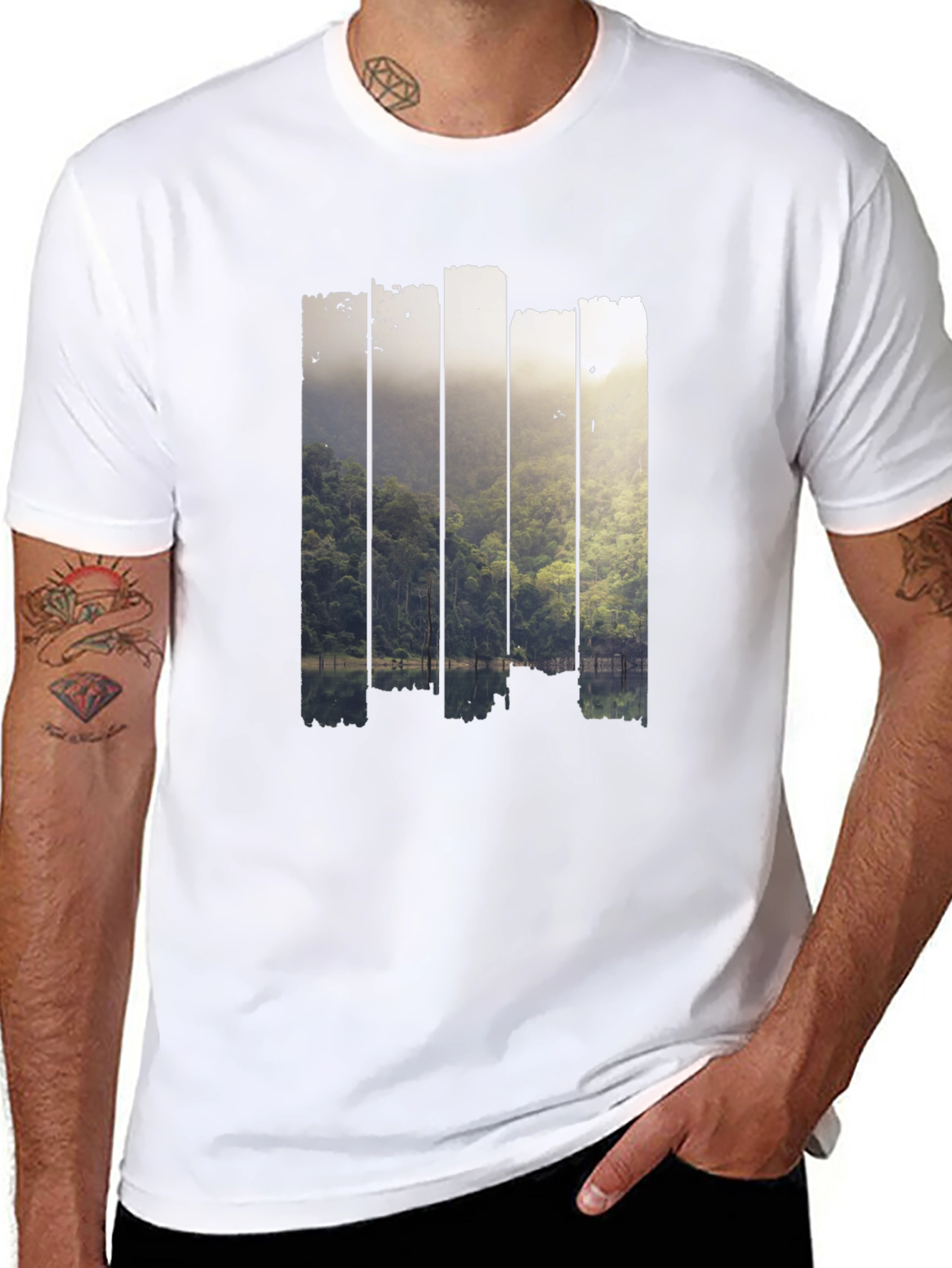 Nature Scene Graphic Black T-Shirt