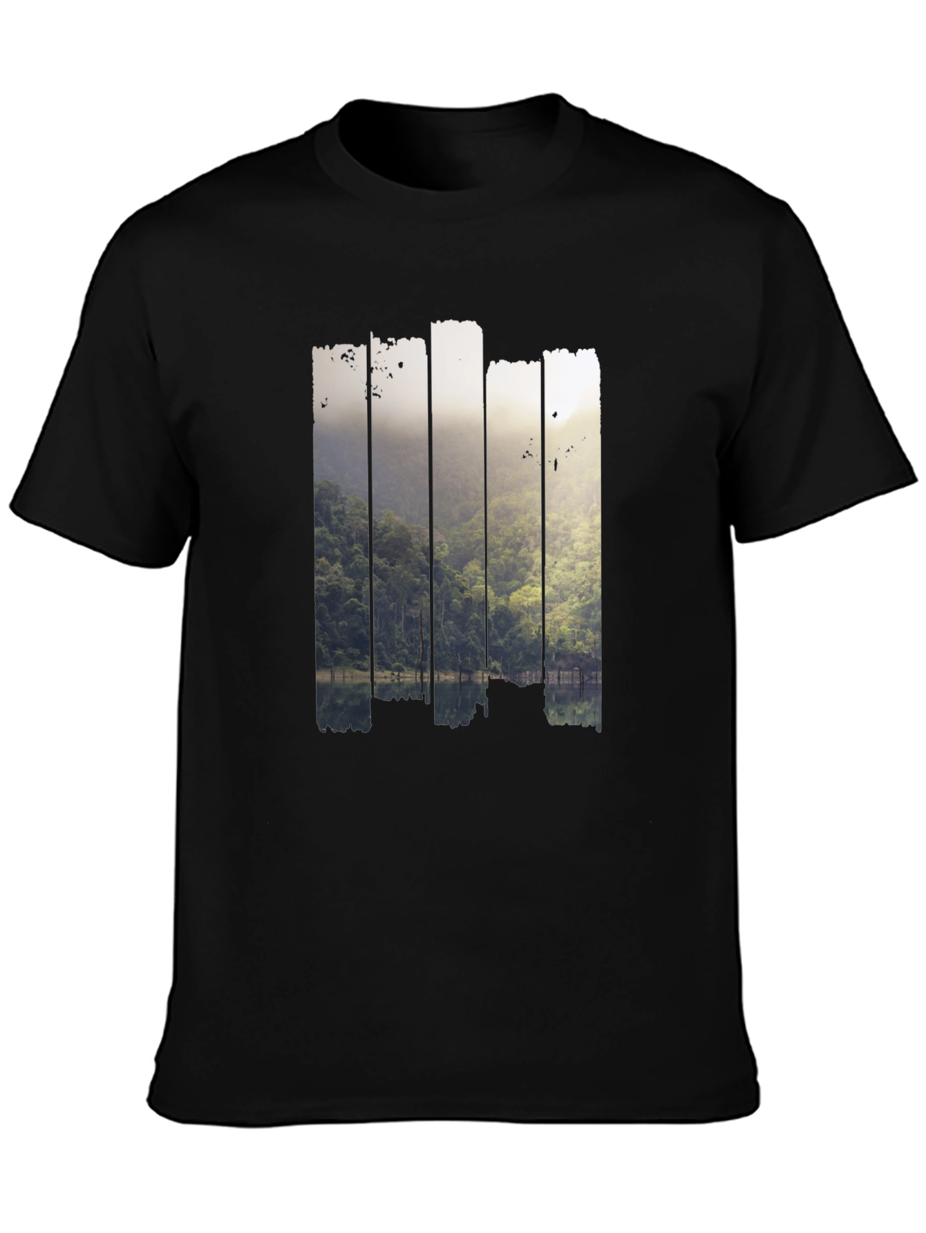 Nature Scene Graphic Black T-Shirt