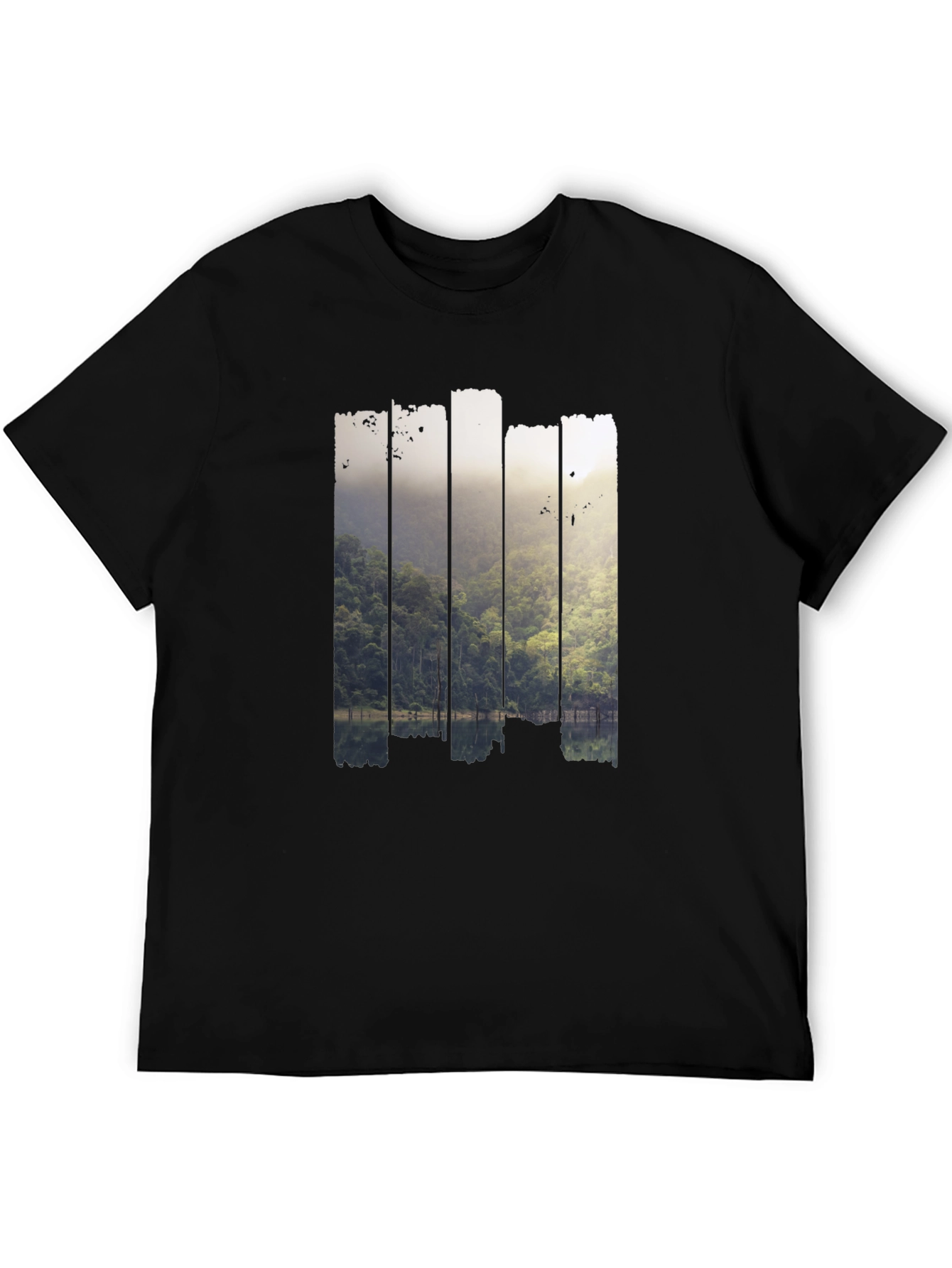 Nature Scene Graphic Black T-Shirt