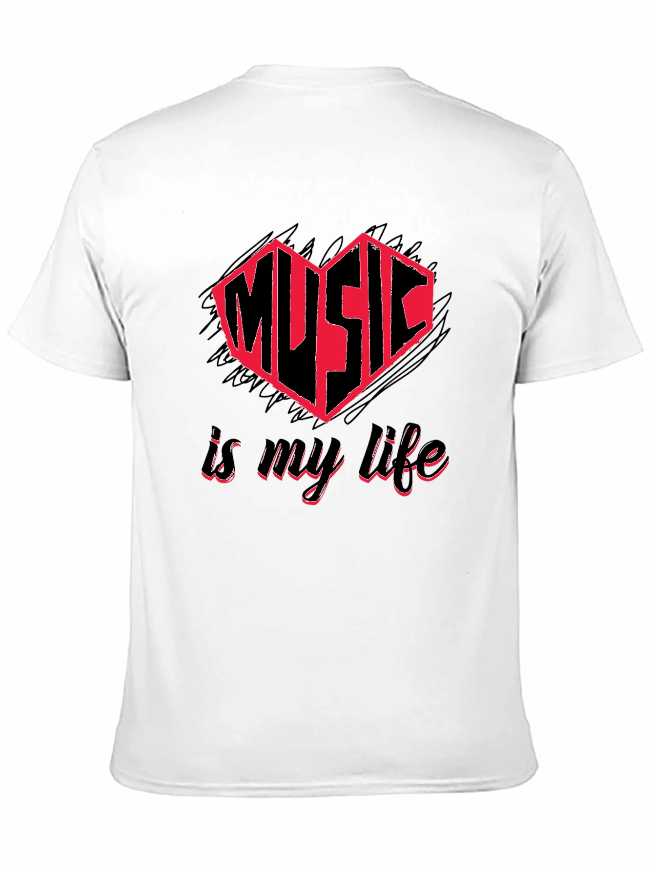 Music is My Life Black Graphic Tee